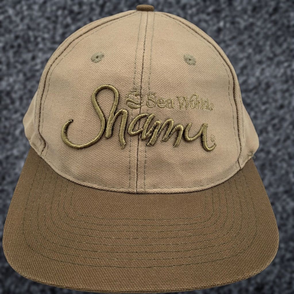 Vintage VINTAGE Sea World Shamu Hat Cap Snap Back Mens Brown Canvas One Size 90s Size ONE SIZE - 1 Thumbnail