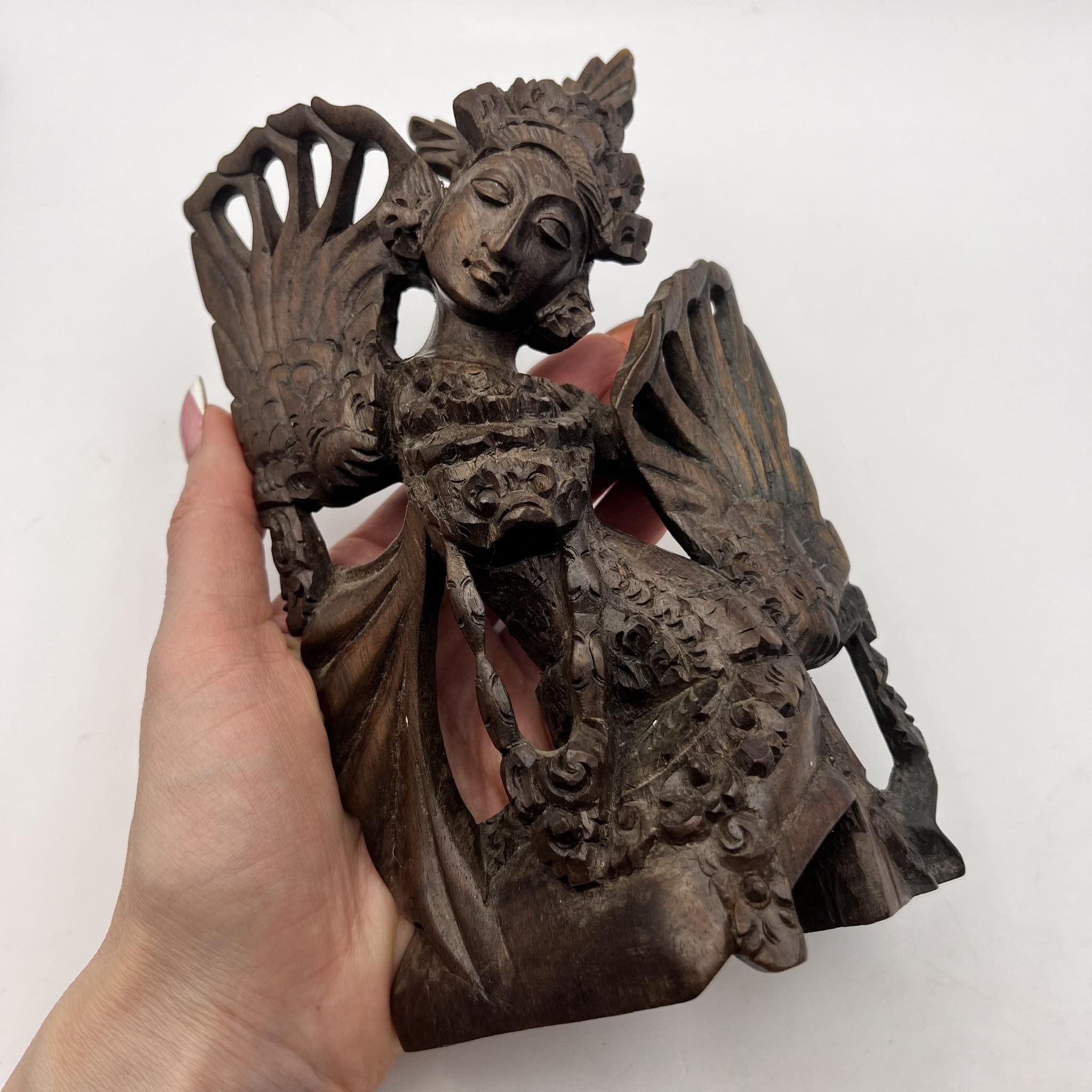 Handmade Antique Balinese Asian Hindu Saraswati Hand Carved Figure Size ONE SIZE - 2 Thumbnail