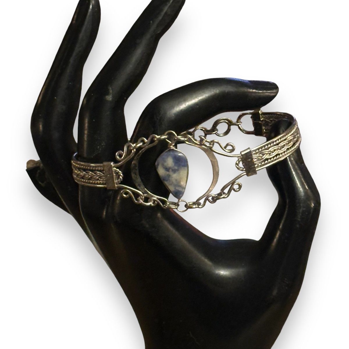 Vintage Vintage silver Sodalite stone filigree bracelet Size ONE SIZE - 5 Thumbnail