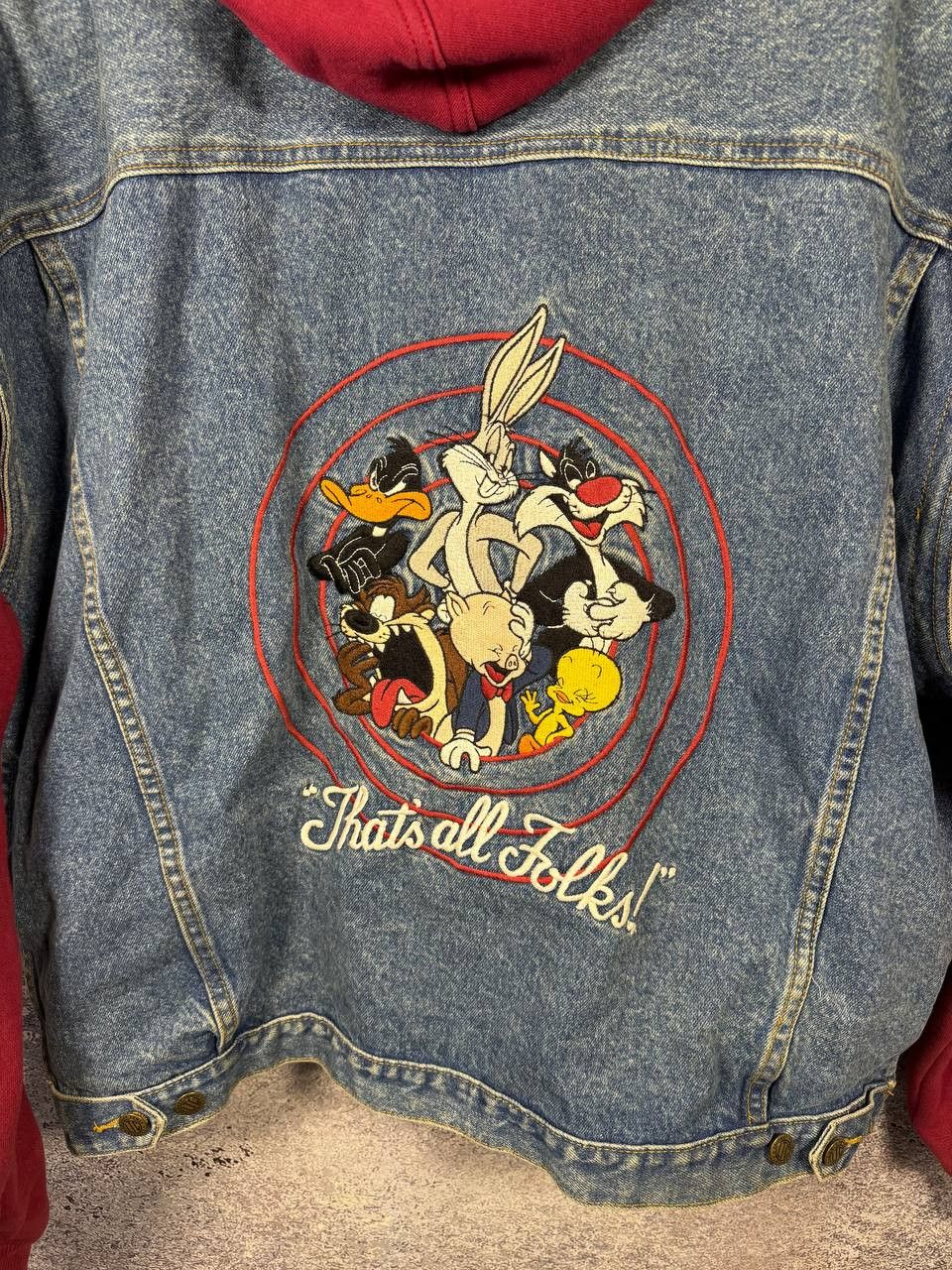 Vintage × Warner Bros ALL FOLKS LOONELY TUNES 1995 WB Hoodie Vest Jacket Denim XL Size US XL / EU 56 / 4 - 18 Thumbnail