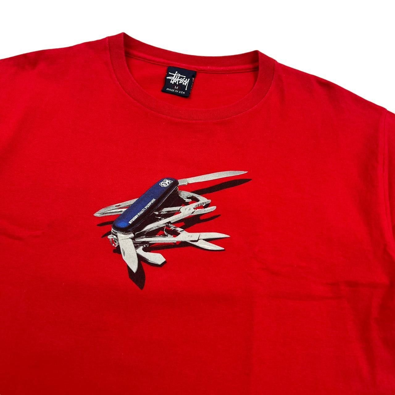 Stussy Vintage 90s Stussy Pocket Knife Red T-shirt - Medium Size US M / EU 48-50 / 2 - 2 Thumbnail