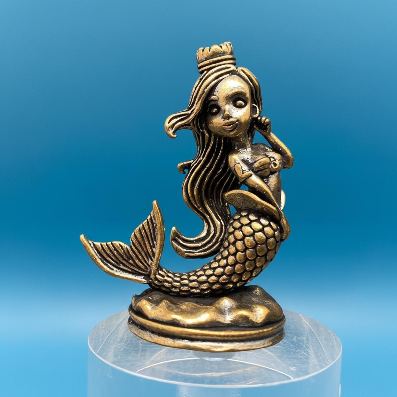 The Unbranded Brand Brass Mermaid Figurine Small Decorative Sculpture Size ONE SIZE - 1 Thumbnail
