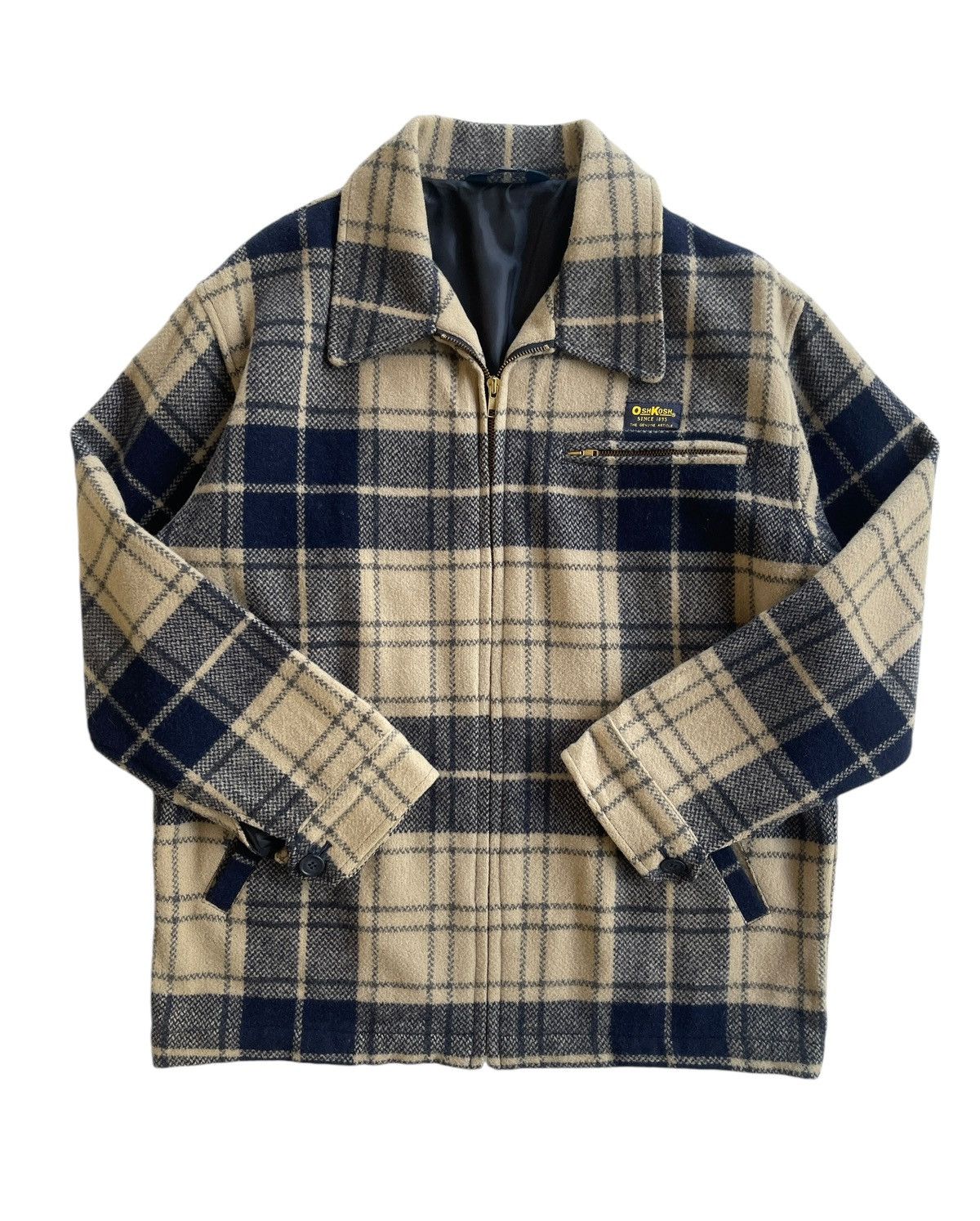 Japanese Brand Oshkosh Classic Wool Plaid Zipper Jacket Size US M / EU 48-50 / 2 - 2 Thumbnail