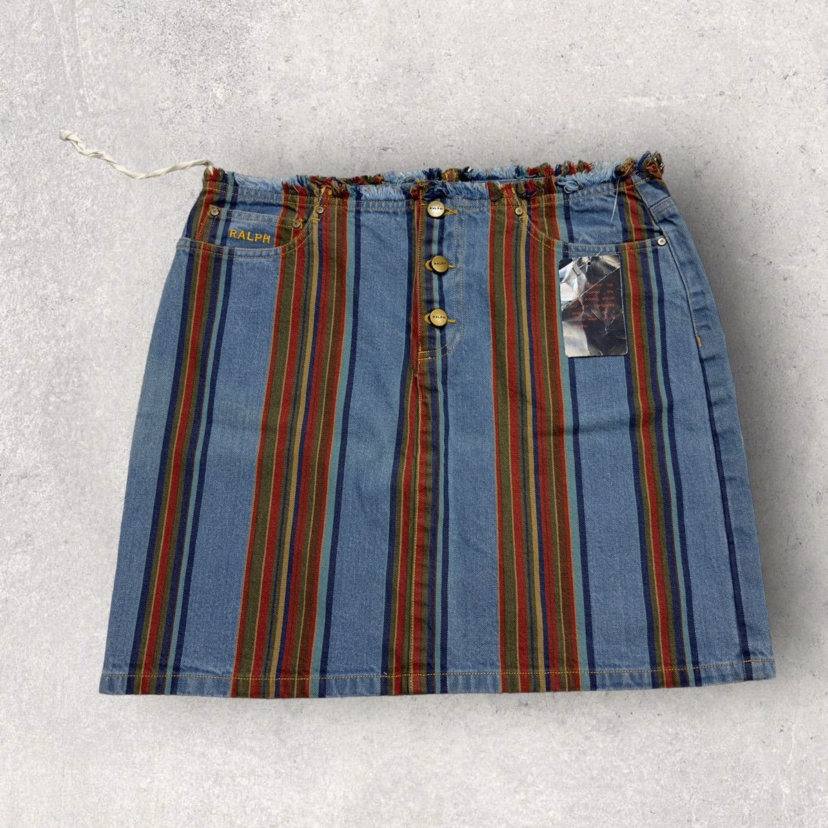 image of Ralph Laurent Denim Mini Skirt in Blue, Women's (Size 28)