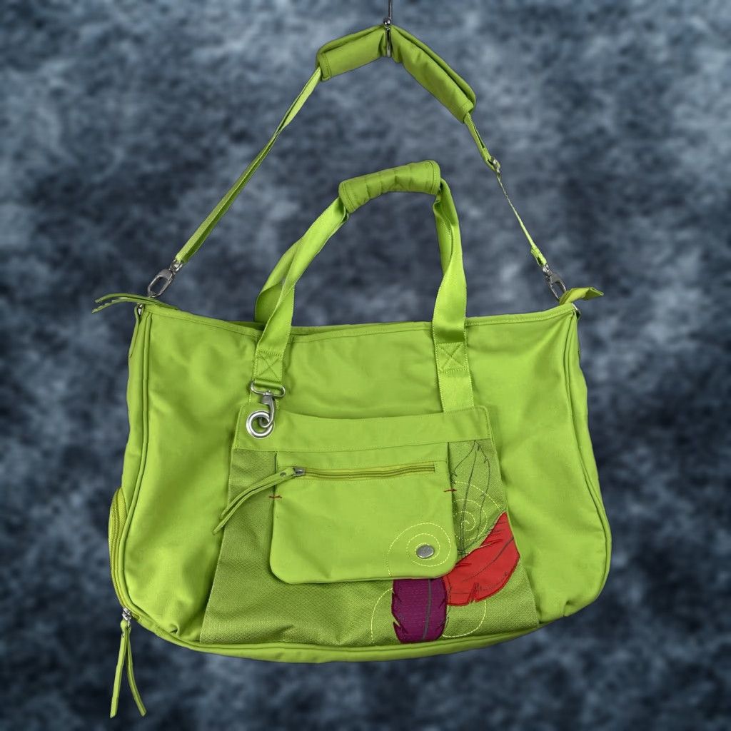 Haikure HAIKU Travel Bag Dual Straps Carry On Shoulder Tote Colorful Floral Canvas Green Extra Large Women Duffle Travel Carry On Vacay Size ONE SIZE - 1 Thumbnail