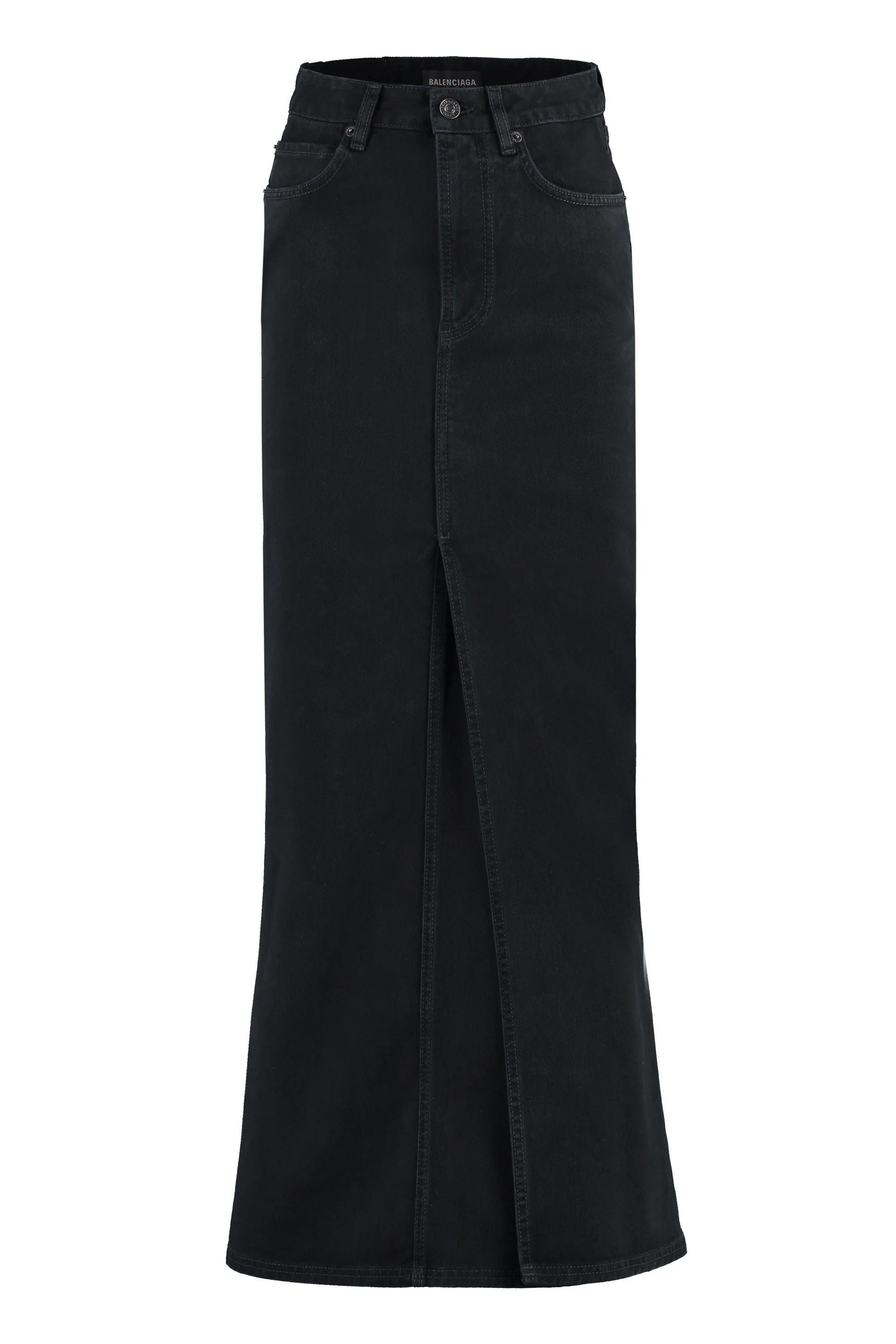 Balenciaga o1y0625 Denim Maxi Skirt in Black Size 27" / US 4 / IT 40 - 1 Thumbnail