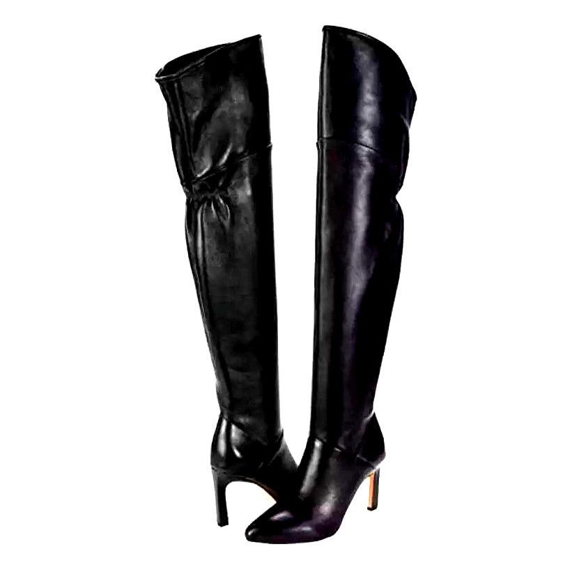 Franco Sarto FRANCO SARTO Size 6 Callie Black Leather Over-The-Knee Boots Size US 6 / IT 36 - 1 Thumbnail