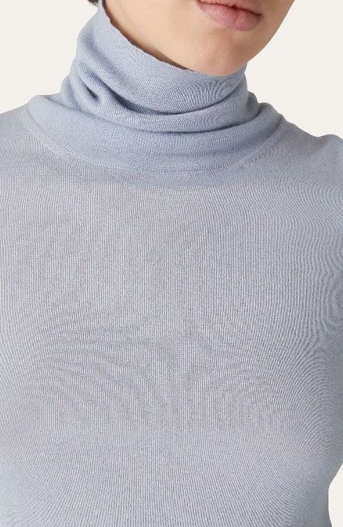 Loro Piana o1srvl11e0824 Neo Piuma Turtleneck Sweater in Light Blue Size XXL / US 16-18 / IT 52-54 - 4 Thumbnail
