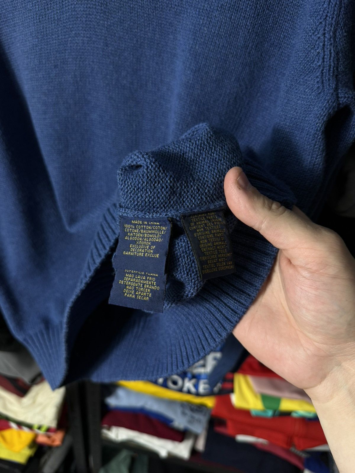 Polo Ralph Lauren Polo Ralph Lauren Quarter Zip Sweater Blue Cotton L Pullover Size US L / EU 52-54 / 3 - 11 Thumbnail