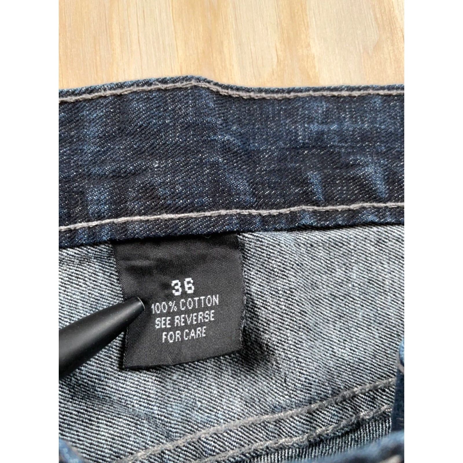 Denime VTG Y2K Streetwear Jeans Men's 36 Regular Dark Blue Denim 37 x 31 Belt Loops 5-Pocket Zipper Fly Vintage Hip Hop 90s Style Size US 36 / EU 52 - 3 Thumbnail