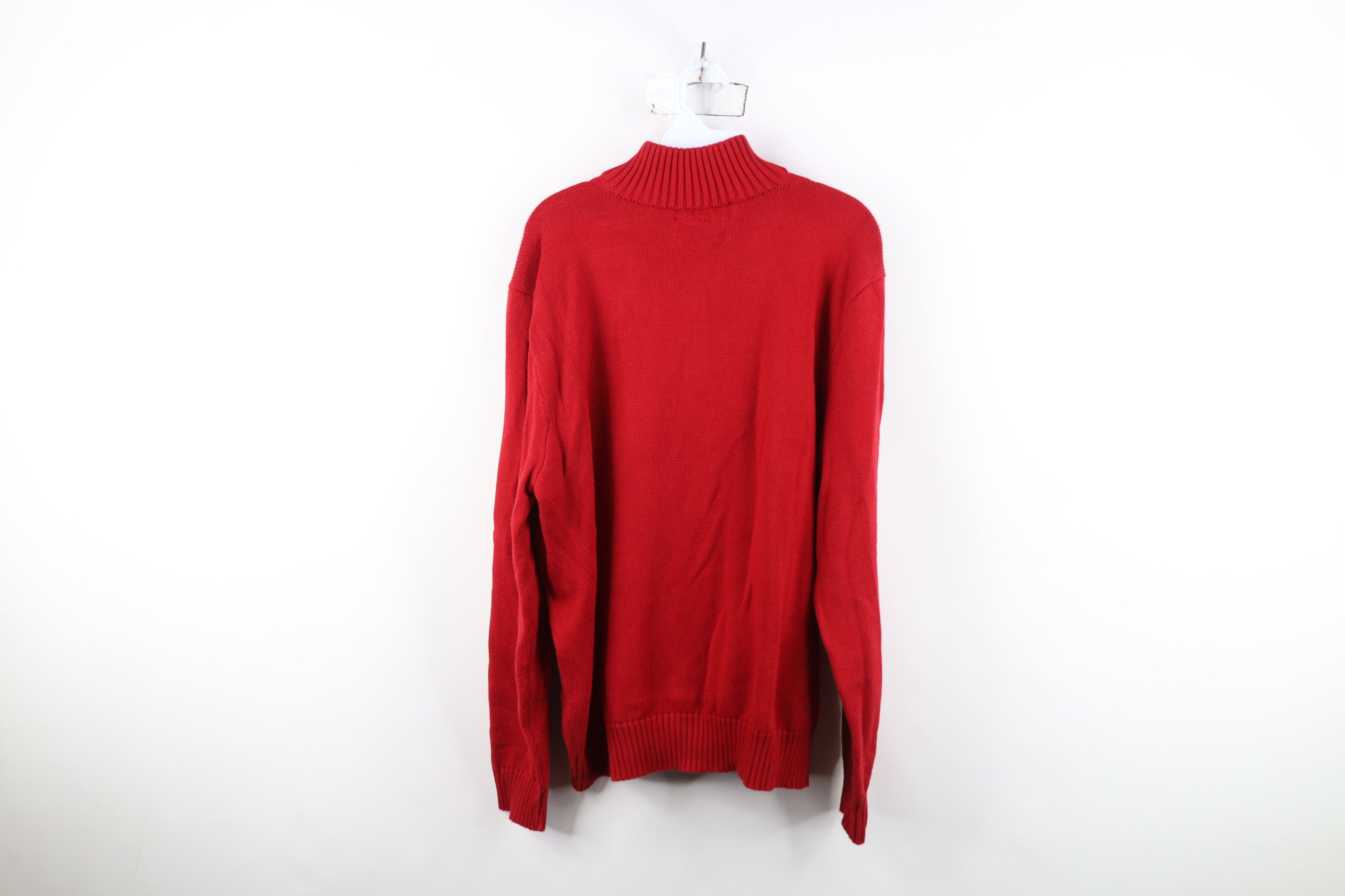 Ralph Lauren Vintage 90s Ralph Lauren Ribbed Knit Half Zip Sweater Red Size US XL / EU 56 / 4 - 11 Thumbnail