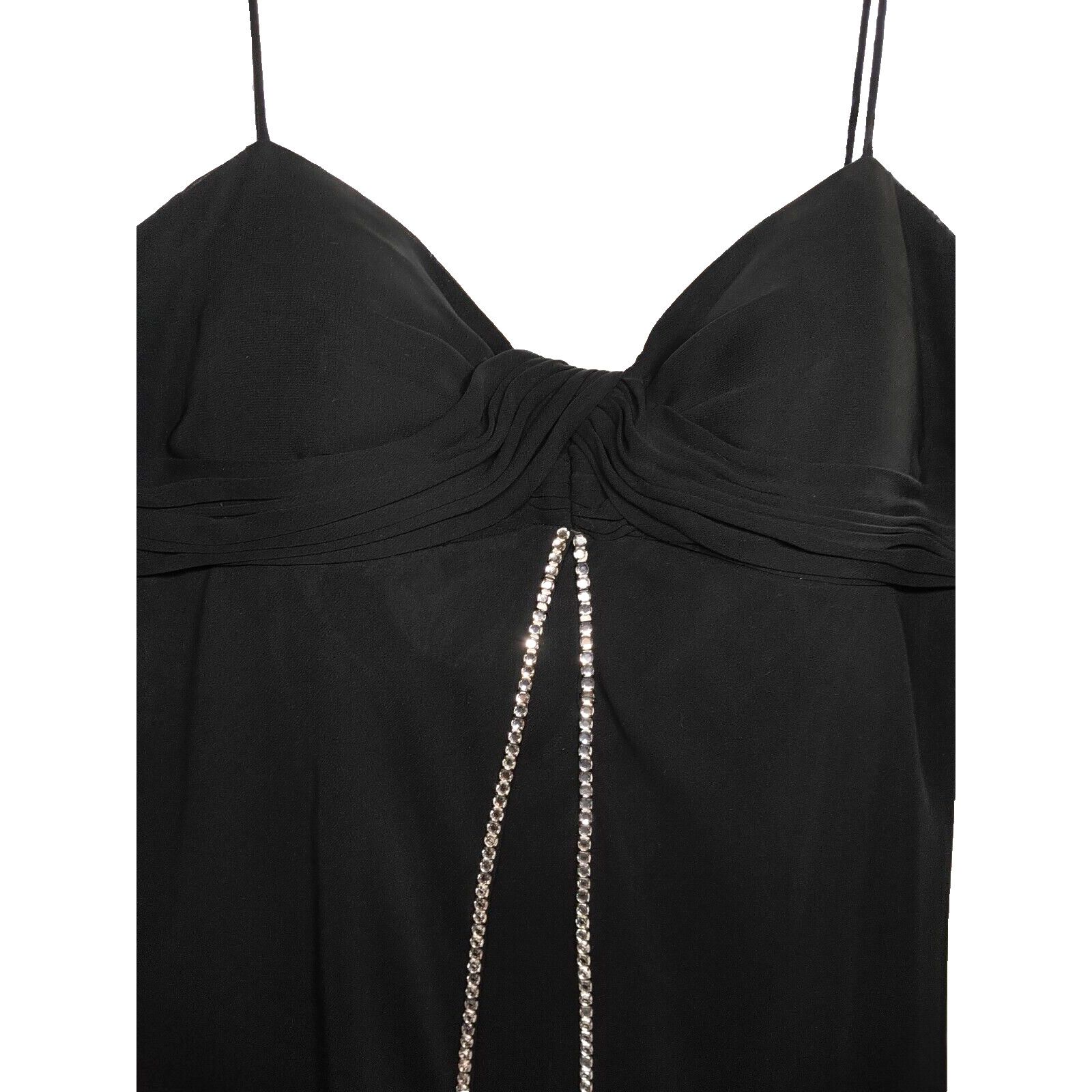 Other SL Fashions Blk Spaghetti Cocktail Dress 10 Rhinestone Sheer Size L / US 10 / IT 46 - 2 Thumbnail