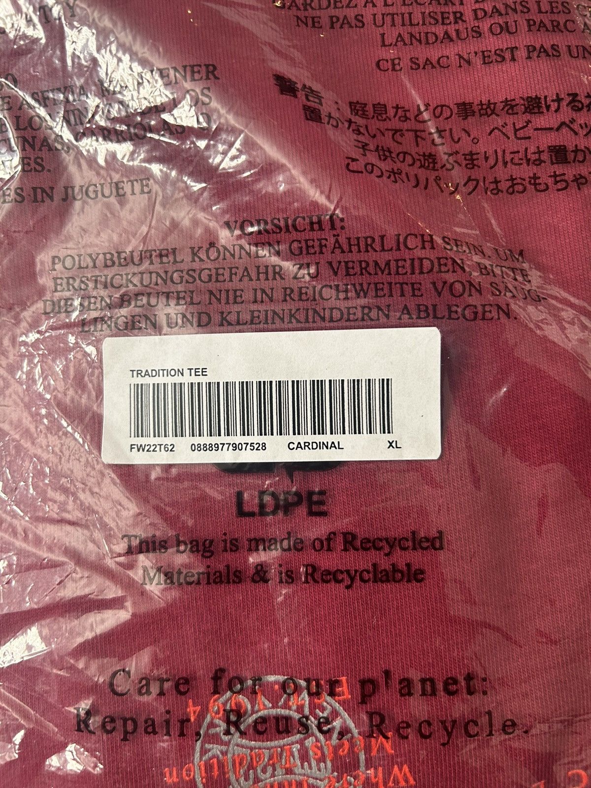 Supreme Supreme Tradition Tee Cardinal XL FW22 Size US XL / EU 56 / 4 - 5 Thumbnail