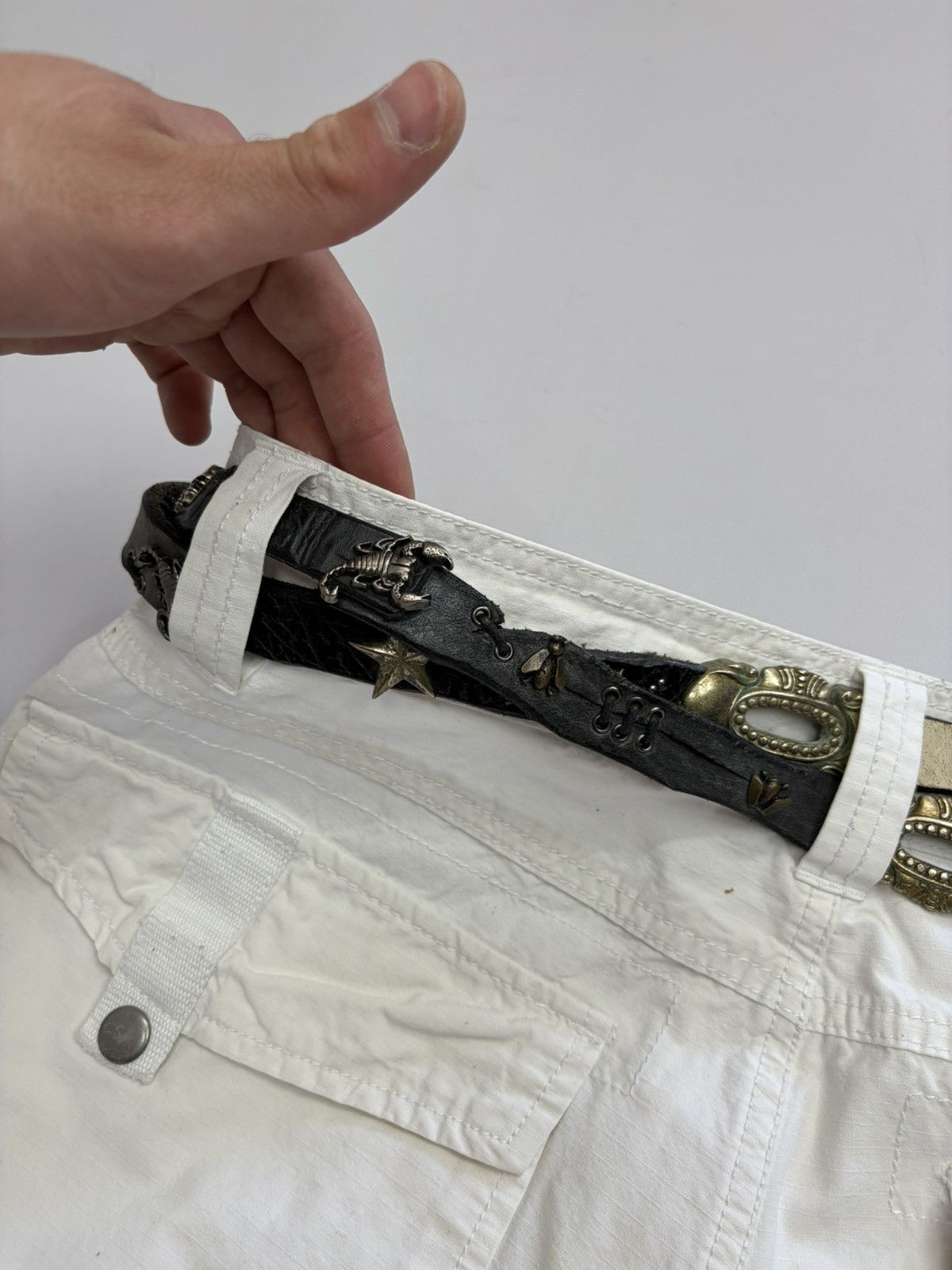 If Six Was Nine Vintage Studded Leather Tribal Belt Y2K Punk Grunge Rockstar Size 34 - 5 Thumbnail