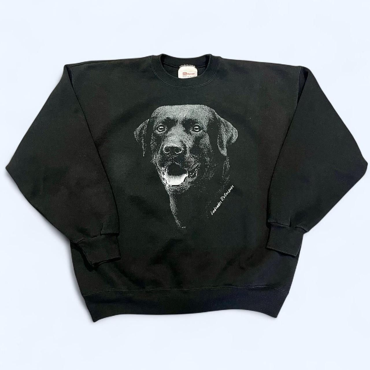 Hanes × Vintage Vintage 90’s Black Lab Dog Crewneck Sweatshirt Size US XL / EU 56 / 4 - 1 Thumbnail