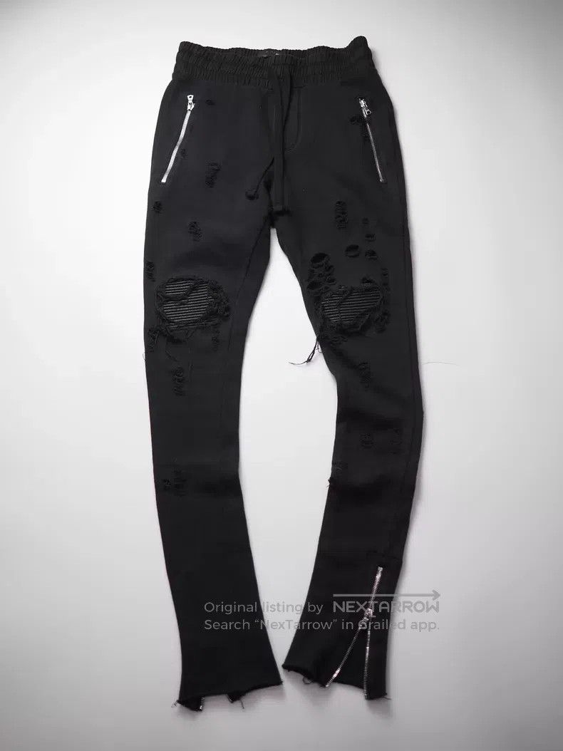 Amiri Amiri Size XS Black Destroyed Patchwork Sweatpants Size US 29 - 1 Thumbnail