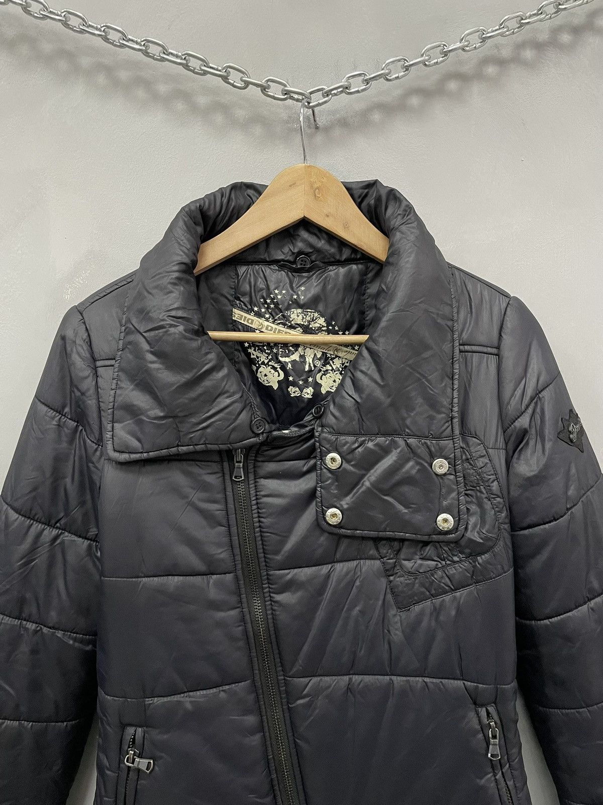 Diesel Diesel Black Puffer Jacket Biker Zipper Style Y2K Goth Size S / US 4 / IT 40 - 2 Thumbnail