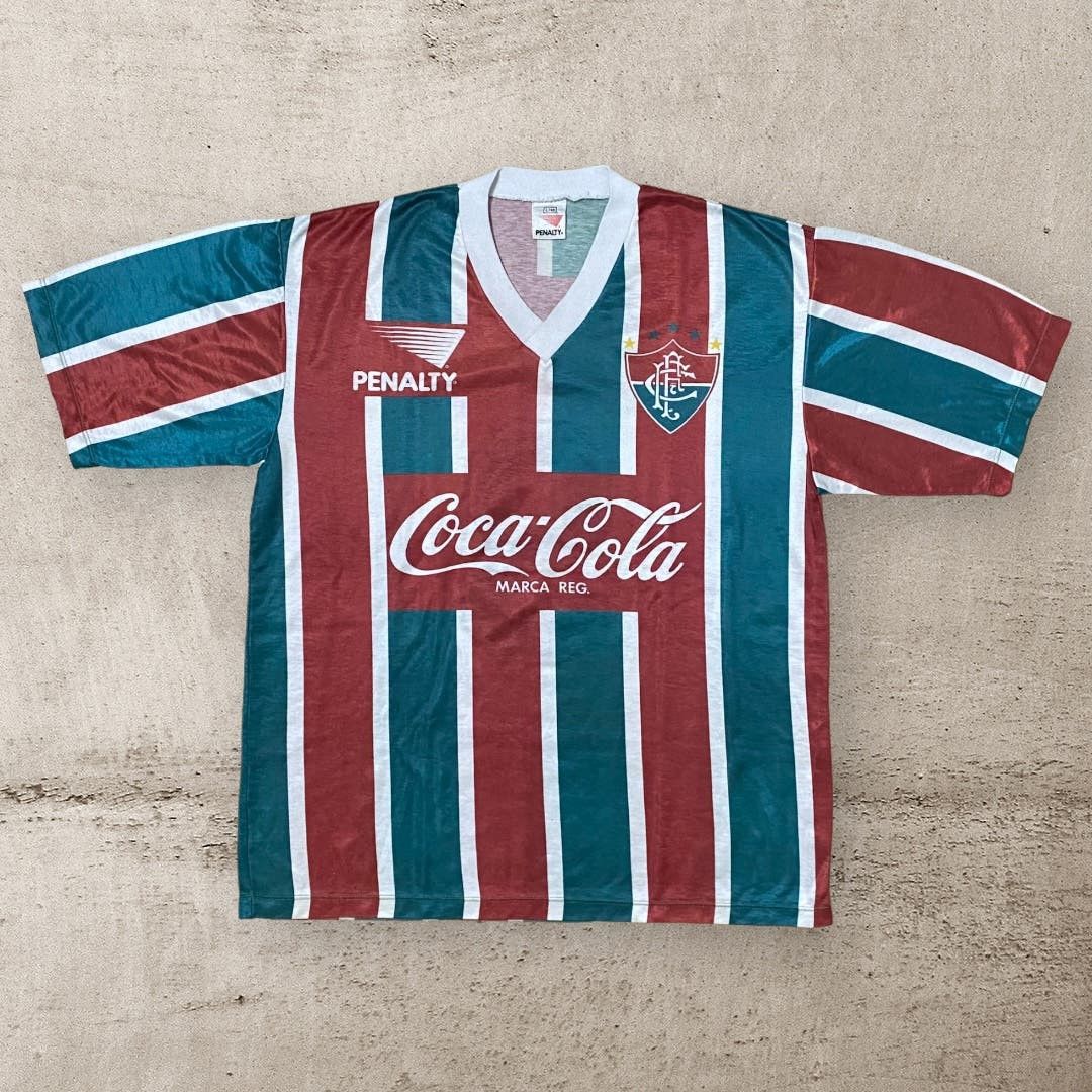 image of Penalty Brazil x Vintage Fluminense Brazil 1992 Home Football Soccer Jersey in Green/Red (Size Larg