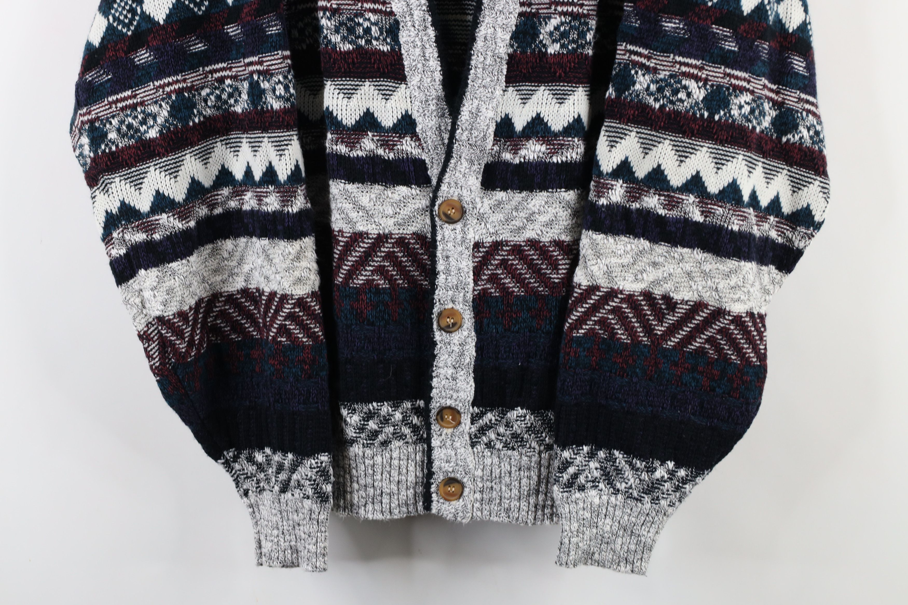 Vintage Vintage 90s Coogi Style Rainbow Grandpa Cardigan Sweater Size US XL / EU 56 / 4 - 3 Thumbnail