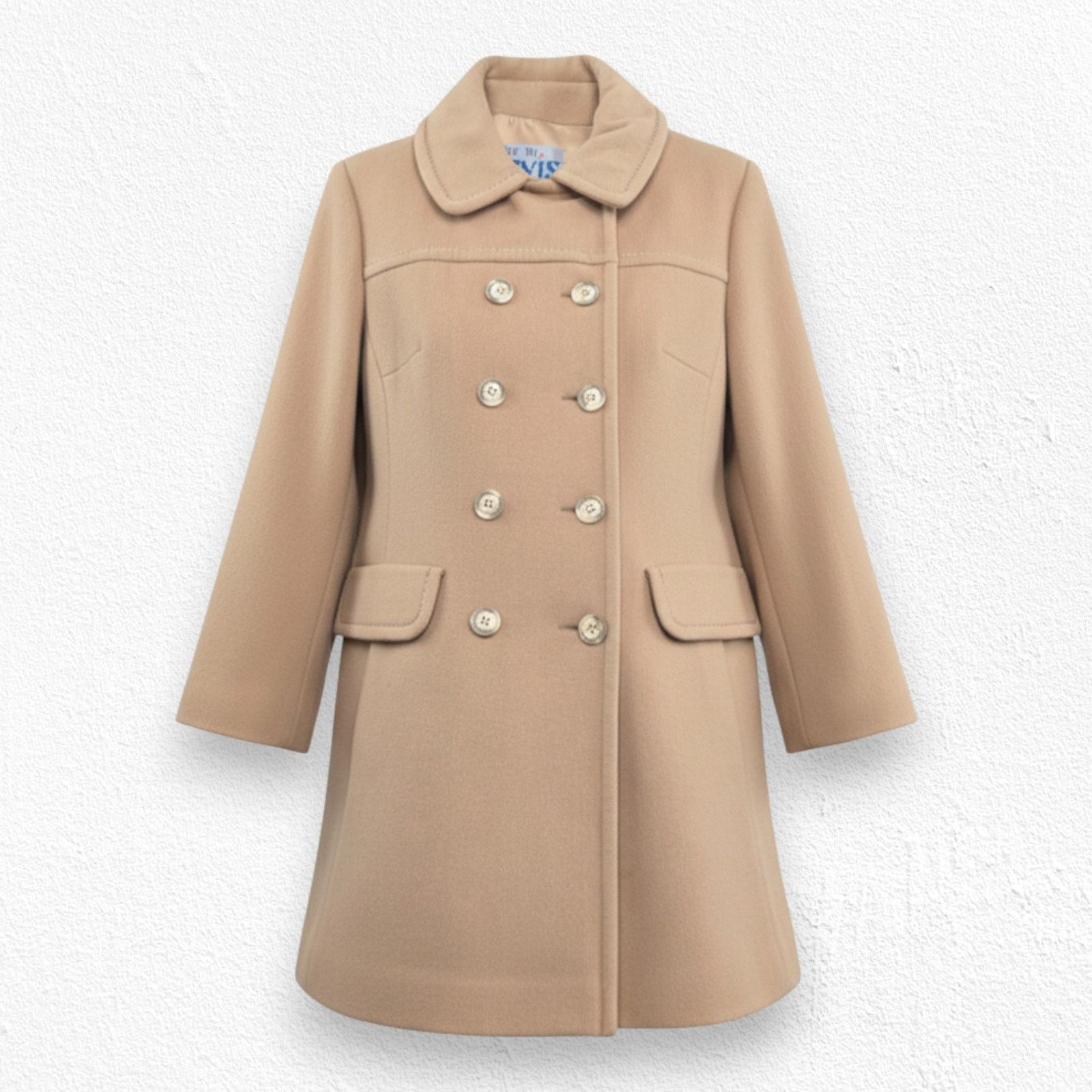 Vintage 60s Tan Camel Wool Double Breasted Mod Coat Size Medium Size M / US 6-8 / IT 42-44 - 1 Thumbnail