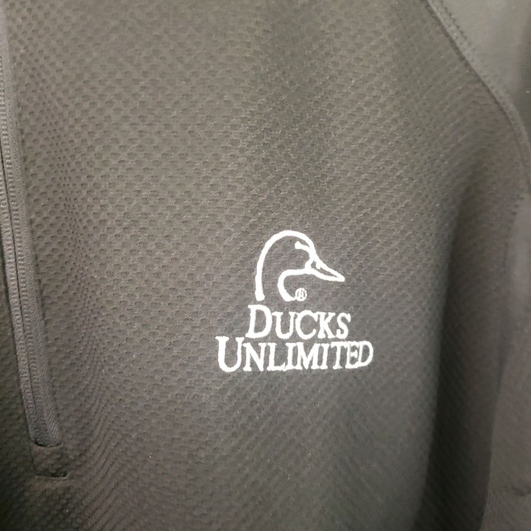 B Sides Ducks Unlimited Men's XL Full Zip Jacket Black Neoprene Like Sides Pockets Size US XL / EU 56 / 4 - 6 Thumbnail