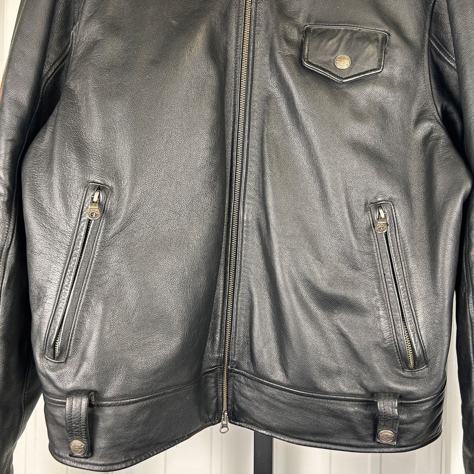 Harley Davidson Harley Davidson Flame Sleeves Ride Free Large Leather Jacket Size US L / EU 52-54 / 3 - 4 Thumbnail