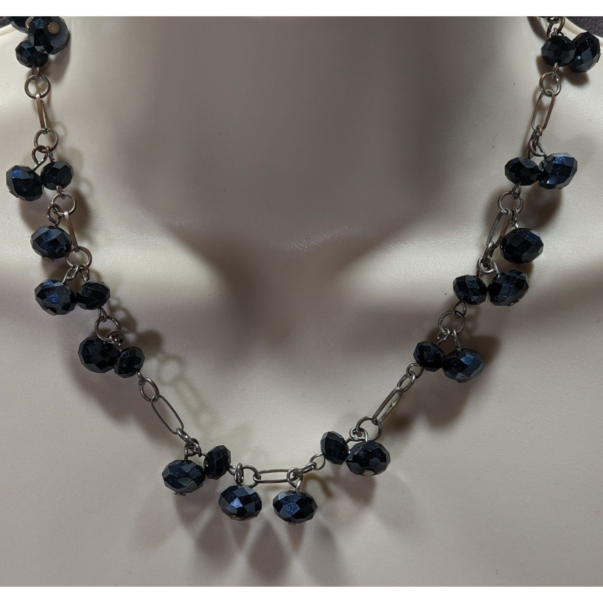 Other Handmade Glam Goth Black Beaded Necklace With Faceted Glass Size ONE SIZE - 1 Thumbnail