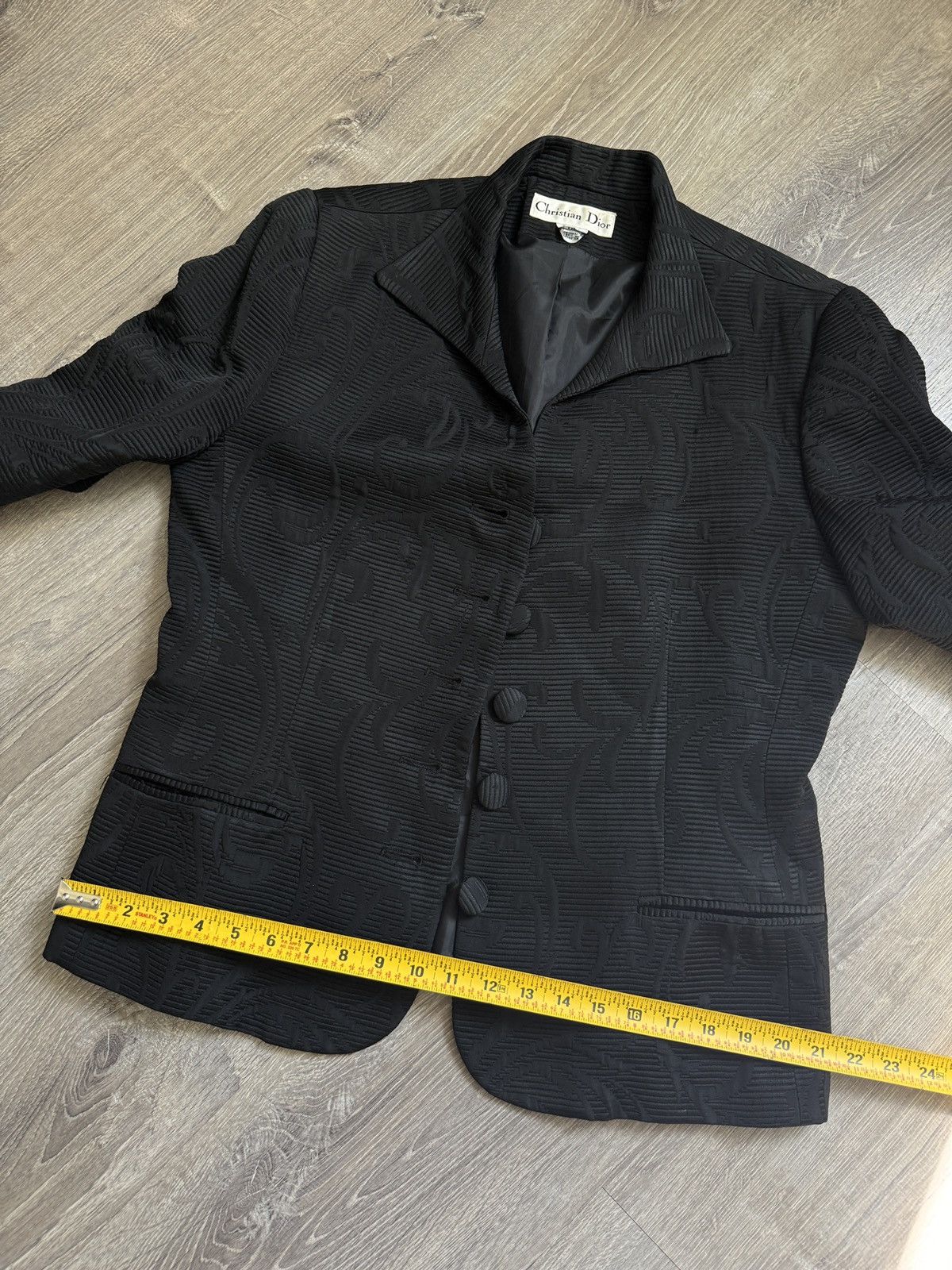 Christian Dior Monsieur Christian Dior Vintage Floral Textured Black Blazer 🔥 Size 42S - 10 Thumbnail