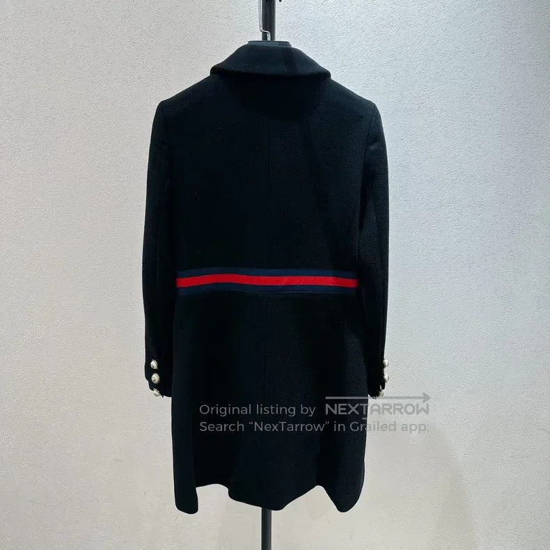 Gucci Gucci Black tweed streamer coat Size S / US 4 / IT 40 - 2 Thumbnail