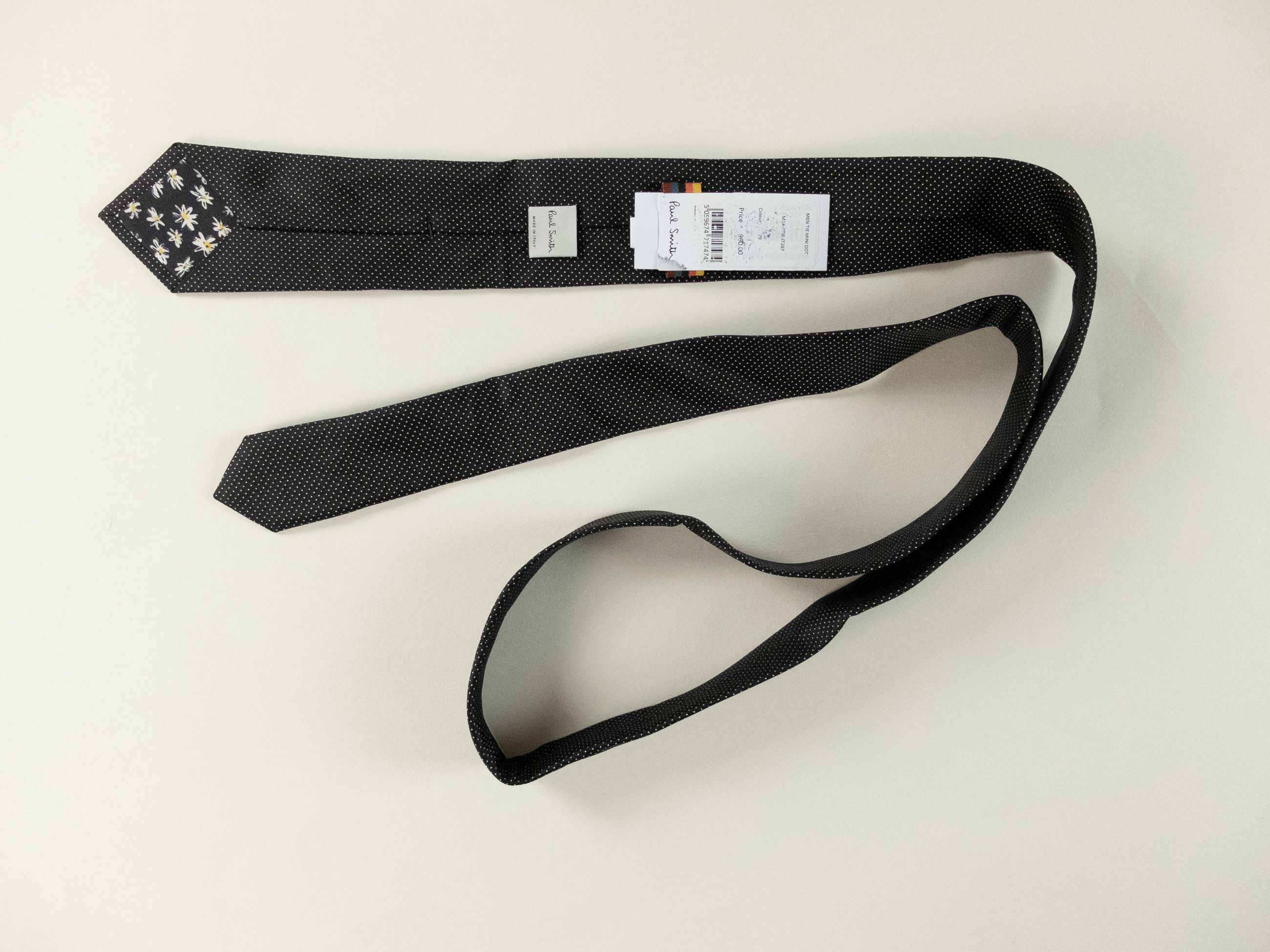 Paul Smith PAUL SMITH black polka dots motif skinny silk tie authentic Size ONE SIZE - 2 Thumbnail