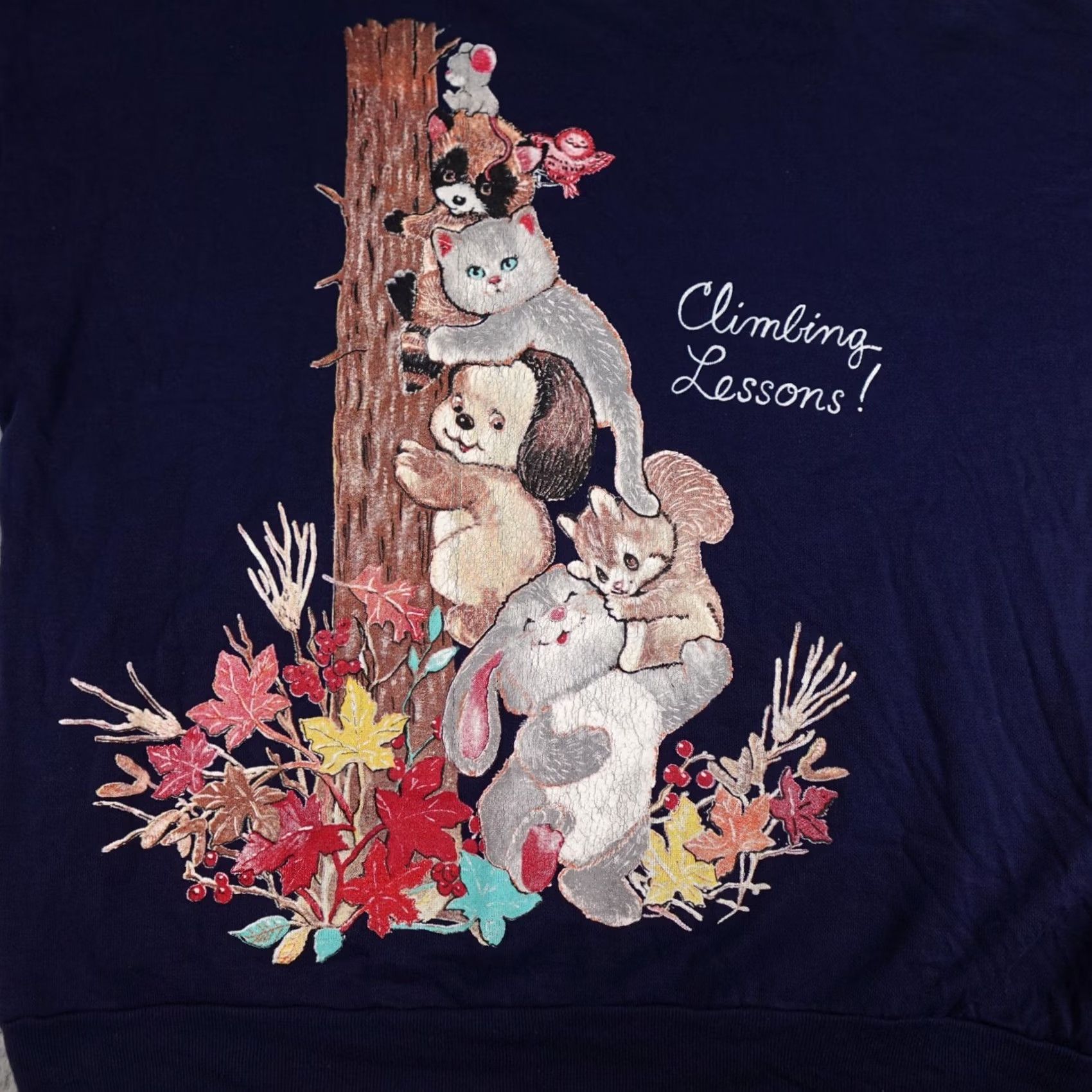 Basic Editions VINTAGE Basic Editions Sweater Womens 1X Blue Cat Animals Grandma Turtleneck Size XL / US 12-14 / IT 48-50 - 3 Thumbnail