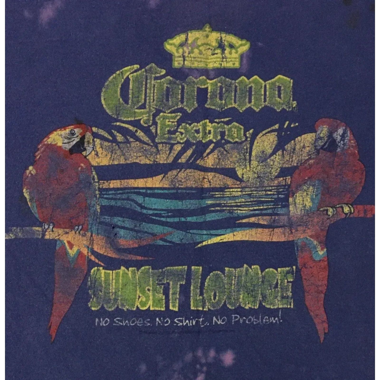 Vintage Vtg Corona Sunset Lounge Thrashed Faded Bleach Shirt L Blue Graphic Tee 90s Grunge Bar Beer Distressed Mens T-Shirt Size US L / EU 52-54 / 3 - 3 Thumbnail