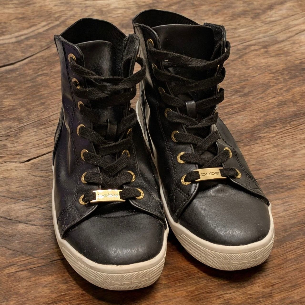 Bebe Black BEBE Dempsey High Top Sneakers Faux Leather Women's 8 Size US 8.5 / IT 38.5 - 5 Thumbnail