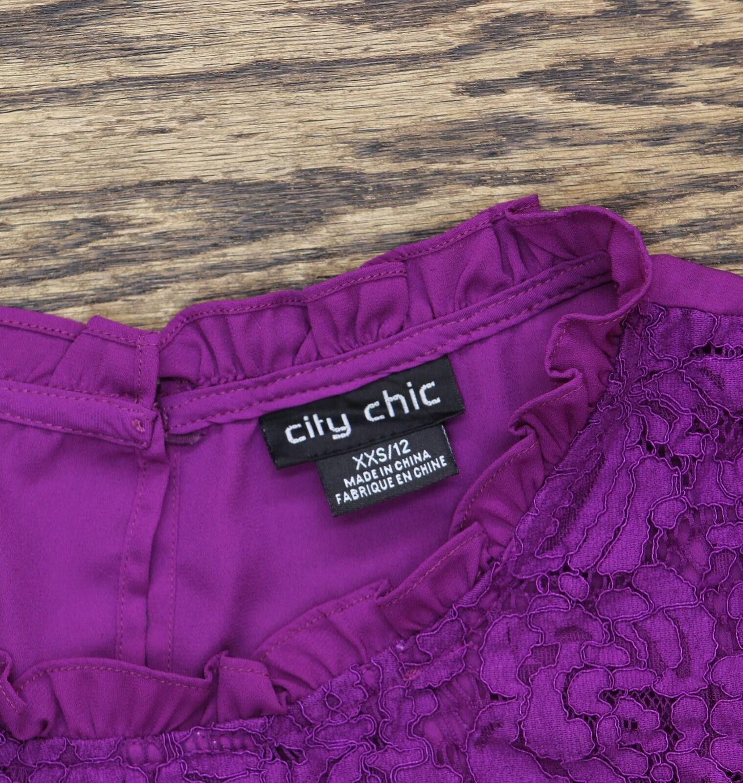 Other City Chic Sleeveless Ruffle Lace Front Blouse Top Purple 12w Size XL / US 12-14 / IT 48-50 - 3 Thumbnail