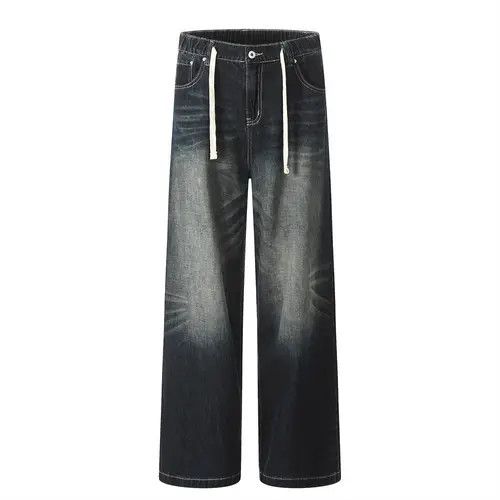 Japanese Brand × Jean Men's washed straight jeans with elastic drawstring waist Size US 34 / EU 50 - 1 Thumbnail