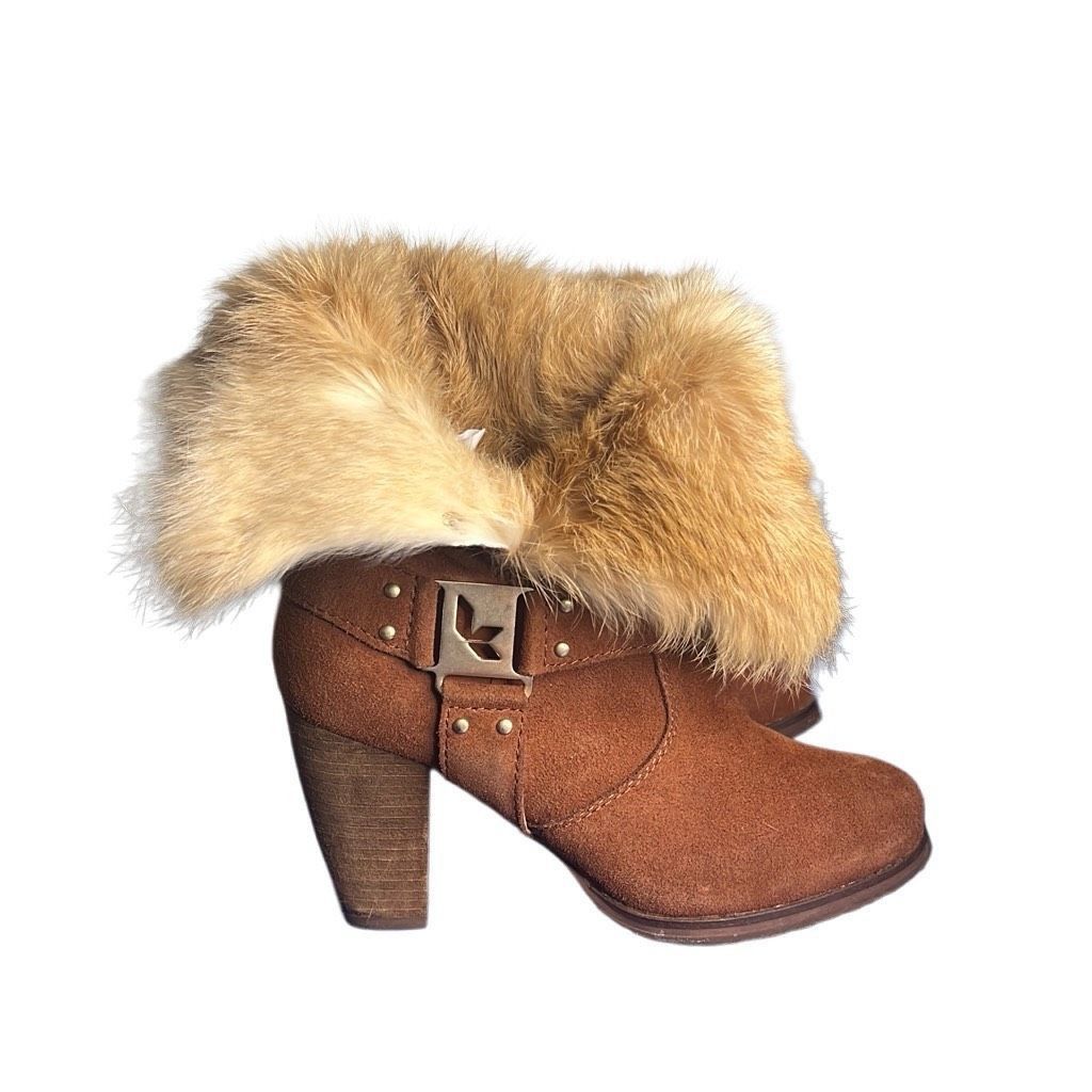 Ugg Koolaburra by Ugg Karlee Suede Fur Booties Size US 6 / IT 36 - 9 Thumbnail