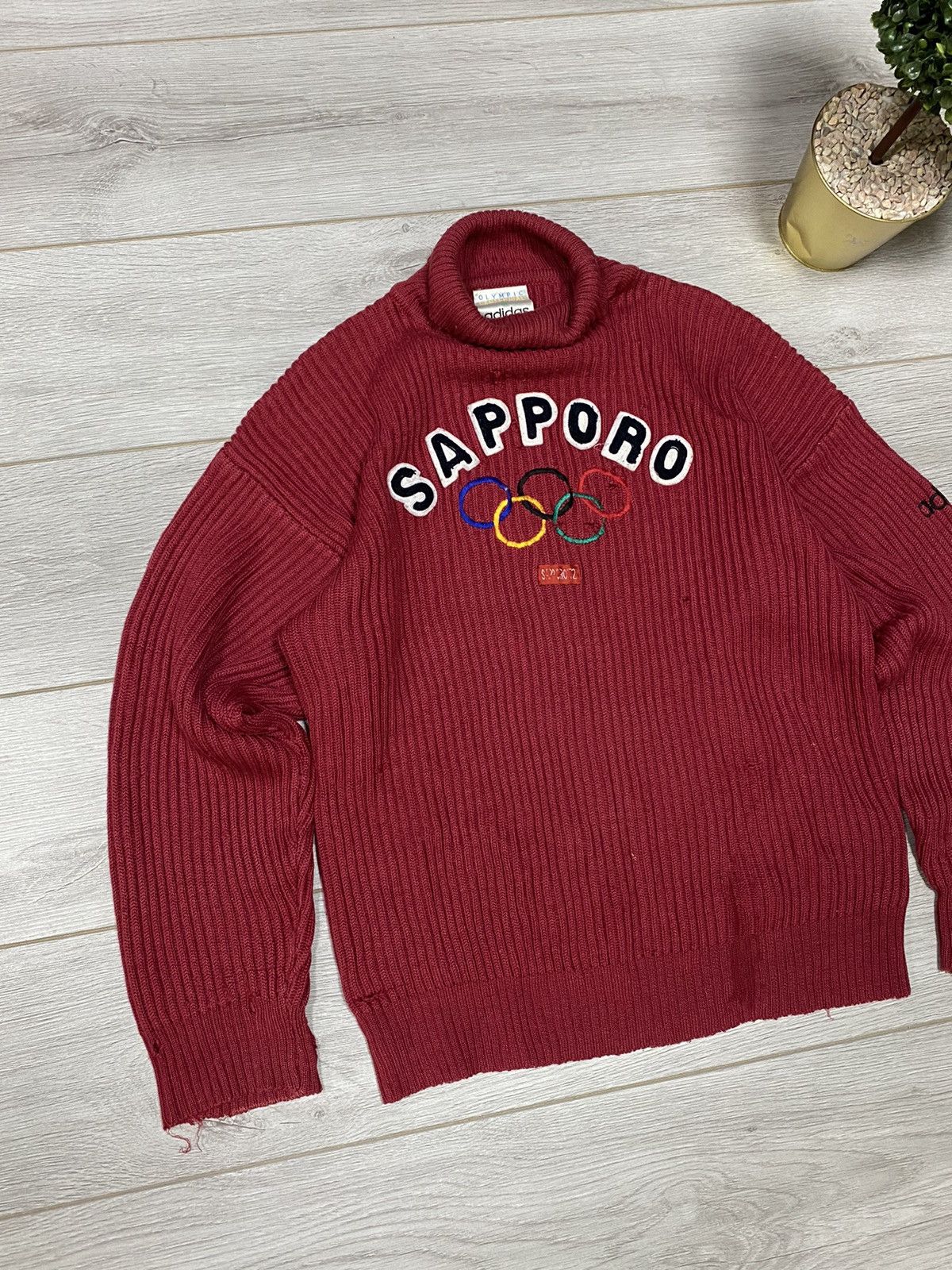 Vintage Adidas Sapporo Olympic vintage wool turtle neck sweater Size US M / EU 48-50 / 2 - 3 Thumbnail