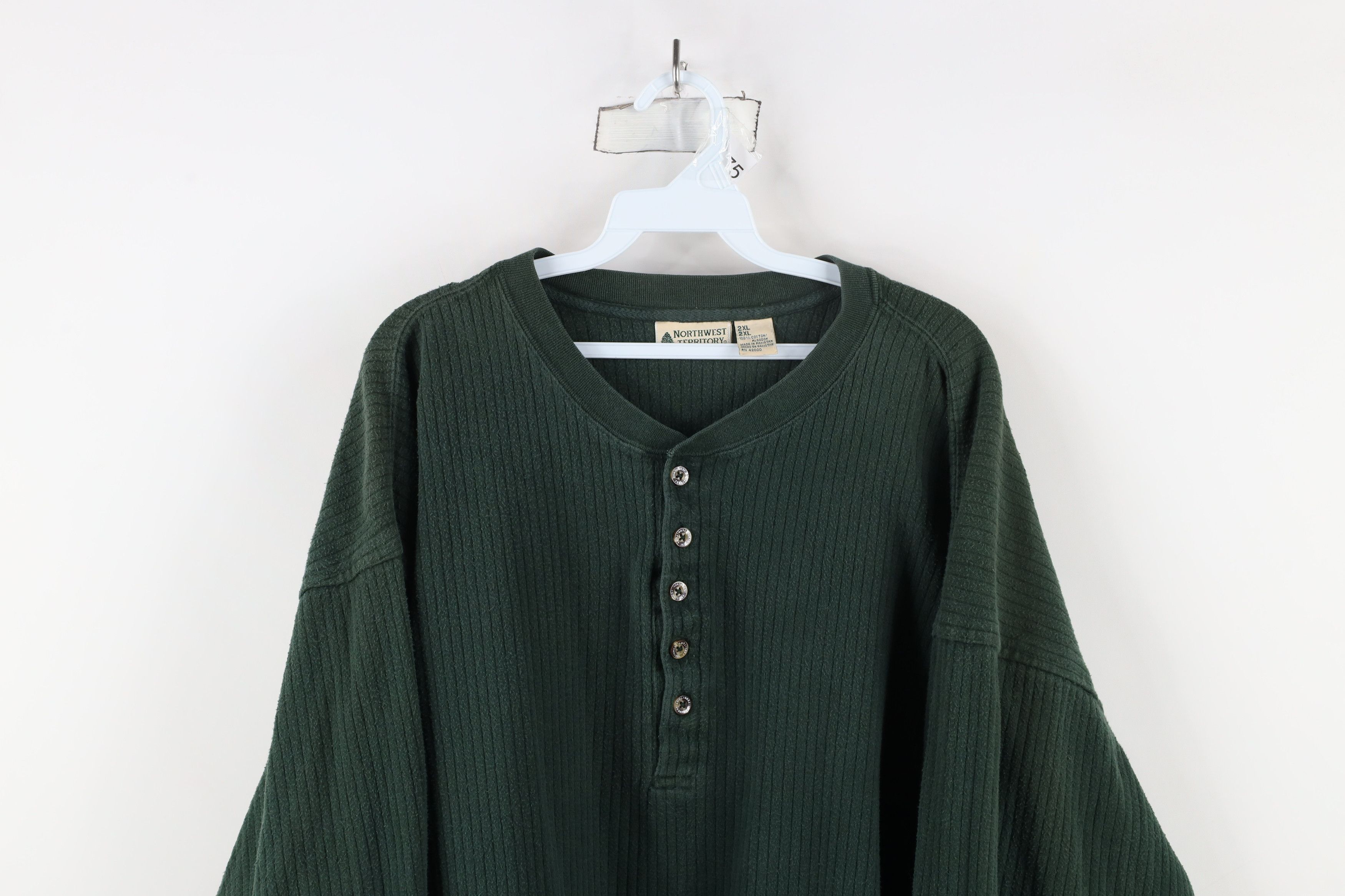 Vintage Vintage 90s Streetwear Ribbed Long Sleeve Henley T-Shirt Size US XXL / EU 58 / 5 - 2 Thumbnail