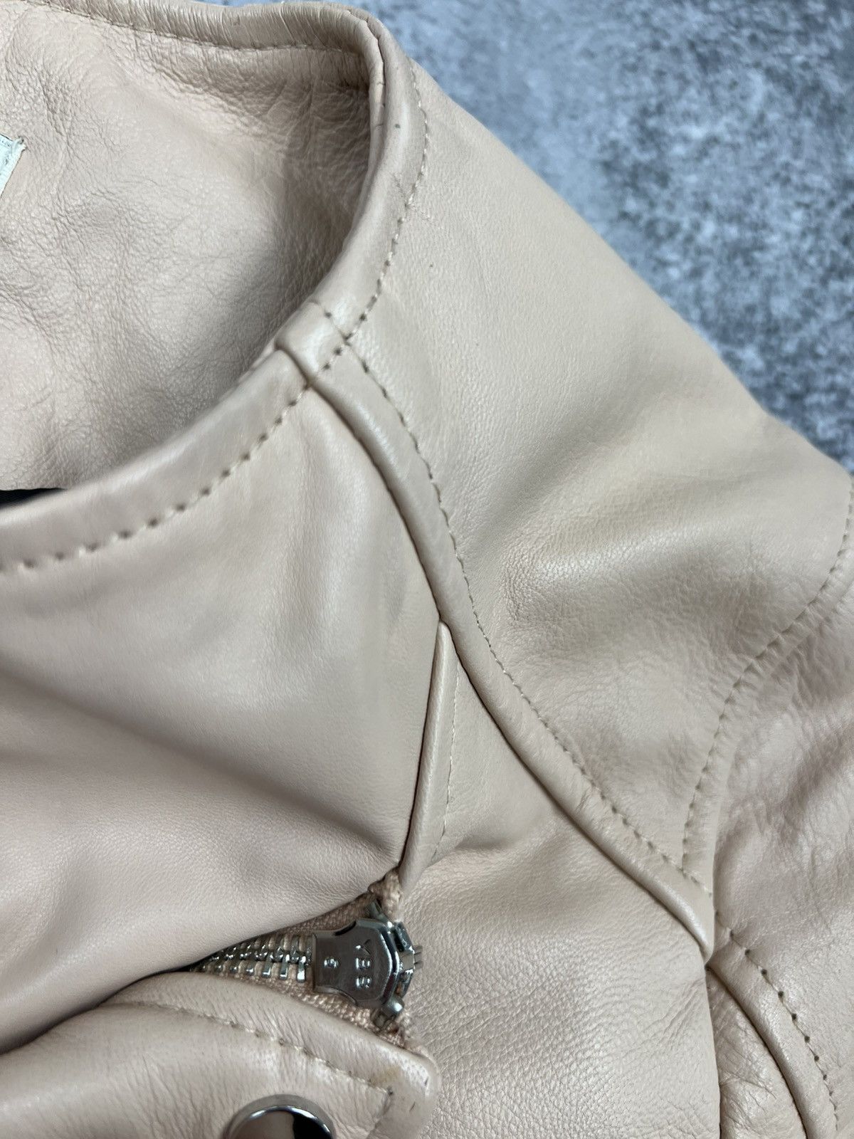 Other Uterque Womens Beige Leather Jacket Size S / US 4 / IT 40 - 6 Thumbnail