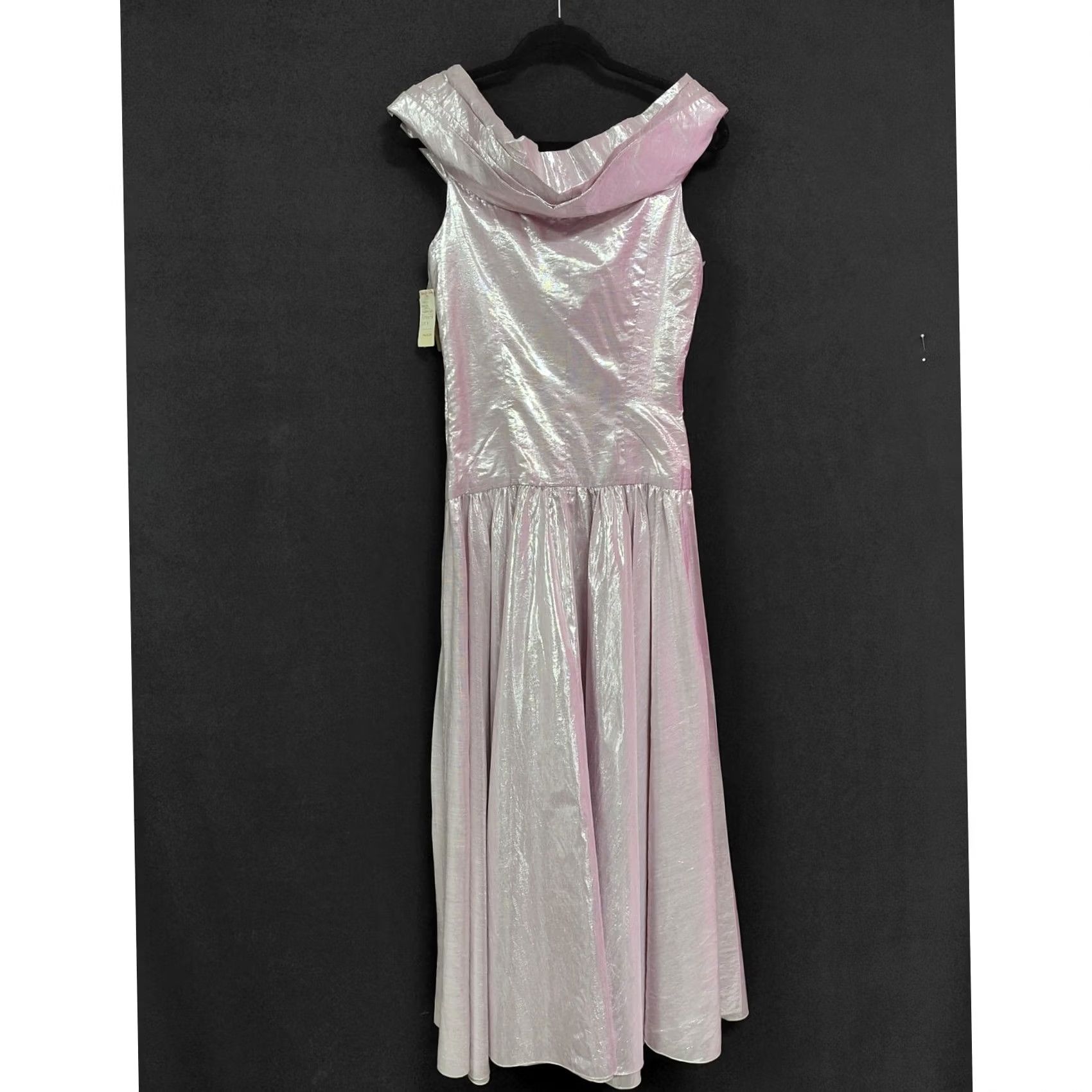 Vintage NWT TERENCE NOLDER Metallic Bow Dress Silver Solid Women Size 8 Tank Dress Sleeveless Midi Formal Party Wedding Bow Accent Size M / US 6-8 / IT 42-44 - 2 Thumbnail