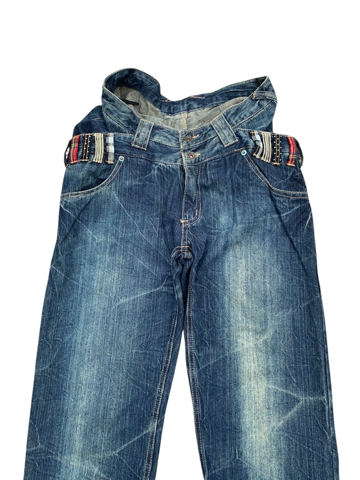 Le Grande Bleu (L.G.B.) DOUBLE WAIST UNBRAND PUNK STYLE RUSTY DISTRESSSED DENIM Size US 29 - 8 Thumbnail