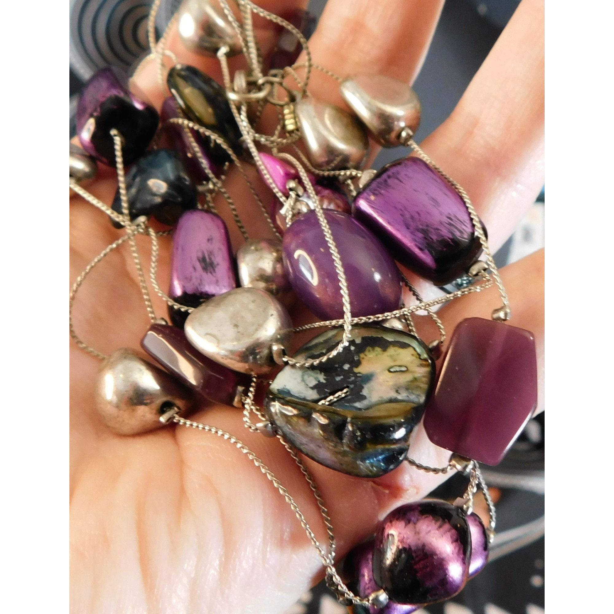 Other Elegant Layered Purple And Silver Tone Station Necklace Size ONE SIZE - 2 Thumbnail