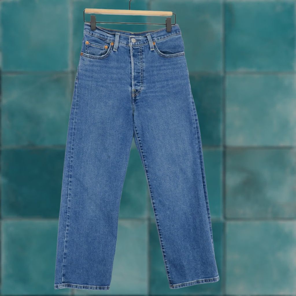 Vintage Levis Ribcage Straight Ankle Jeans Womens 27 Blue High Rise Button Fly Stretch Size 27" / US 4 / IT 40 - 1 Thumbnail