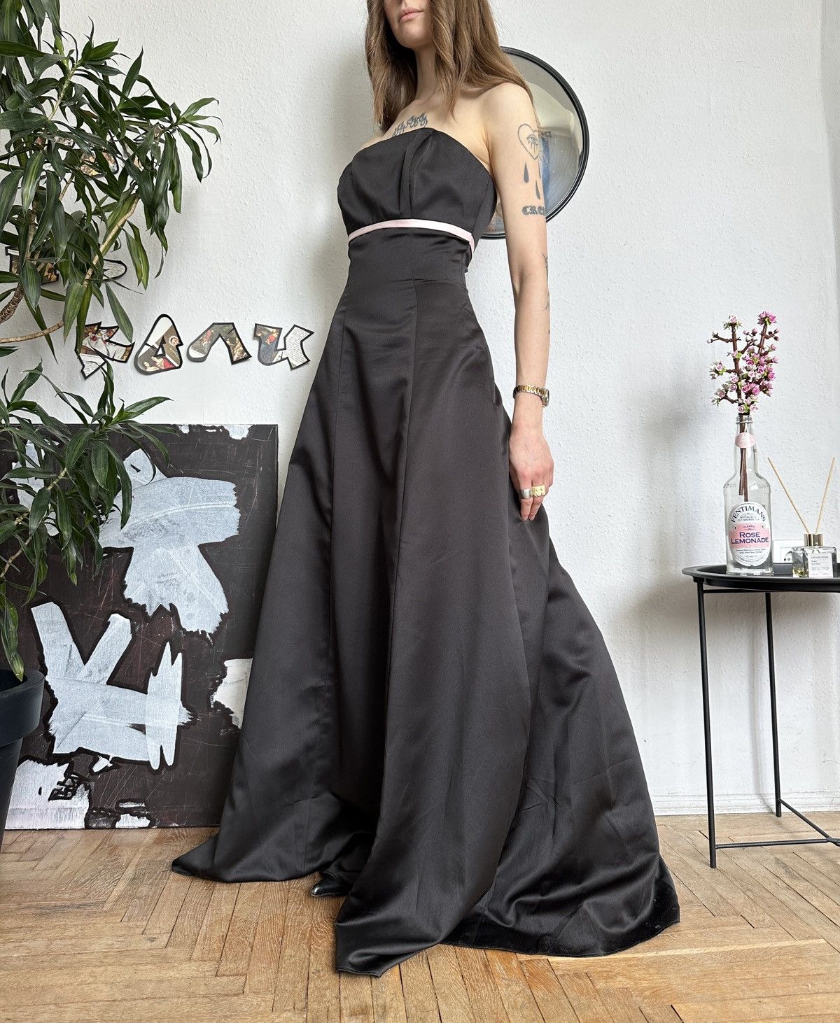 Designer × Vintage Prom Floor Stunnig Evening Dress Vintage Luxury Gown Size XS / US 0-2 / IT 36-38 - 7 Thumbnail