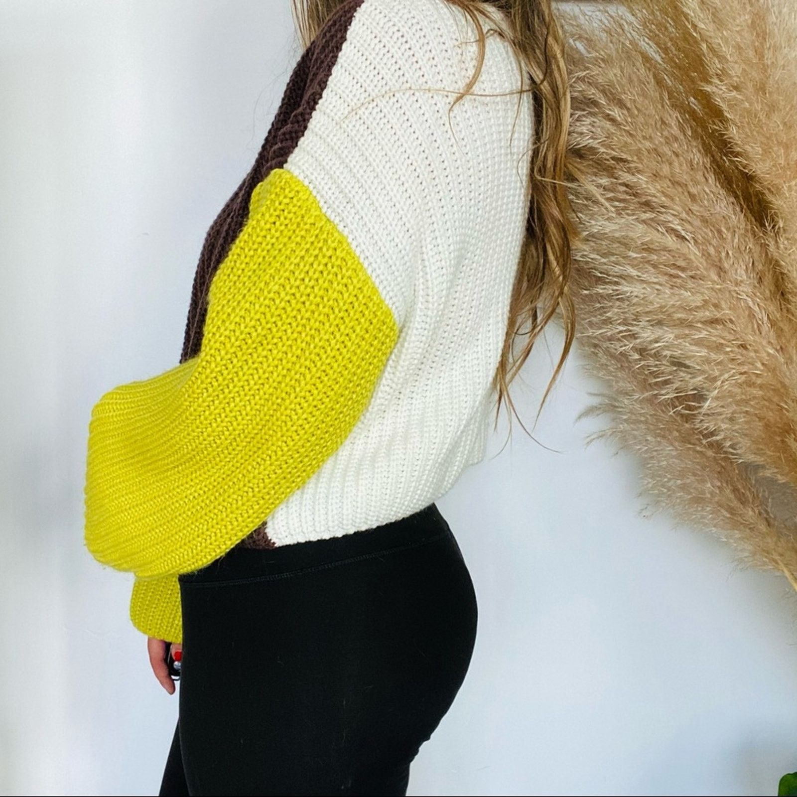 Dolls Kill DOLLS KILL BLUE BLUSH White Brown Yellow Chunky Knit Sweater Size S / US 4 / IT 40 - 6 Thumbnail