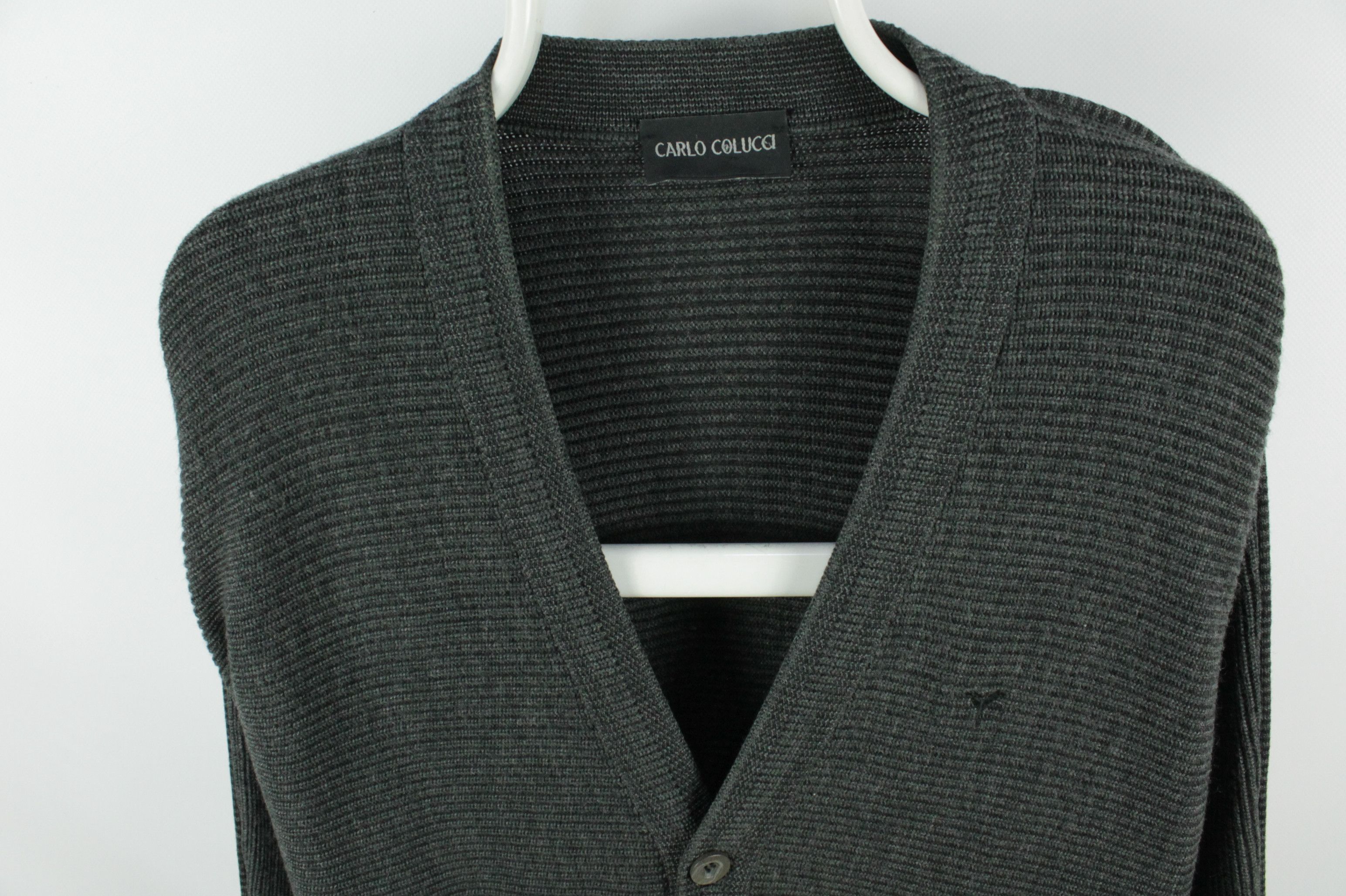 Carlo Colucci Vintage Carlo Colucci Knitwear Gray Wool Cardigan Sweater Size US L / EU 52-54 / 3 - 2 Thumbnail