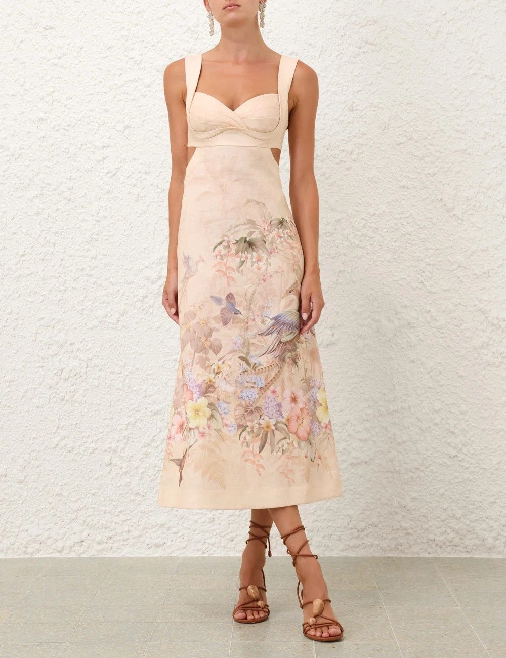 Zimmermann oc11z0226 Illuminate Midi Dress In Multicolor Size L / US 10 / IT 46 - 2 Thumbnail