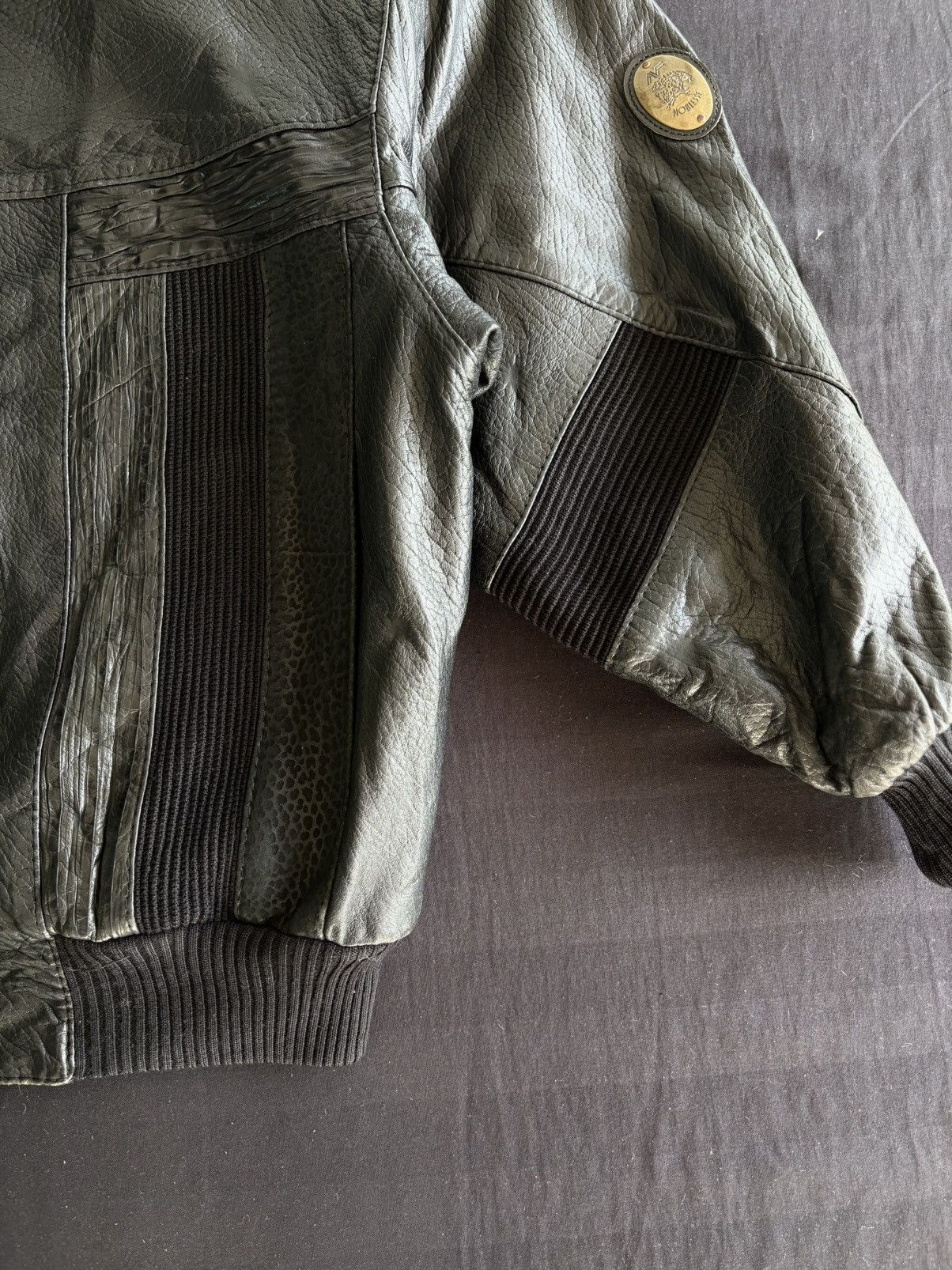 Leather Vintage 80s Noblesse Leather Blouson Jacket w/ Fur Collar Size US L / EU 52-54 / 3 - 5 Thumbnail