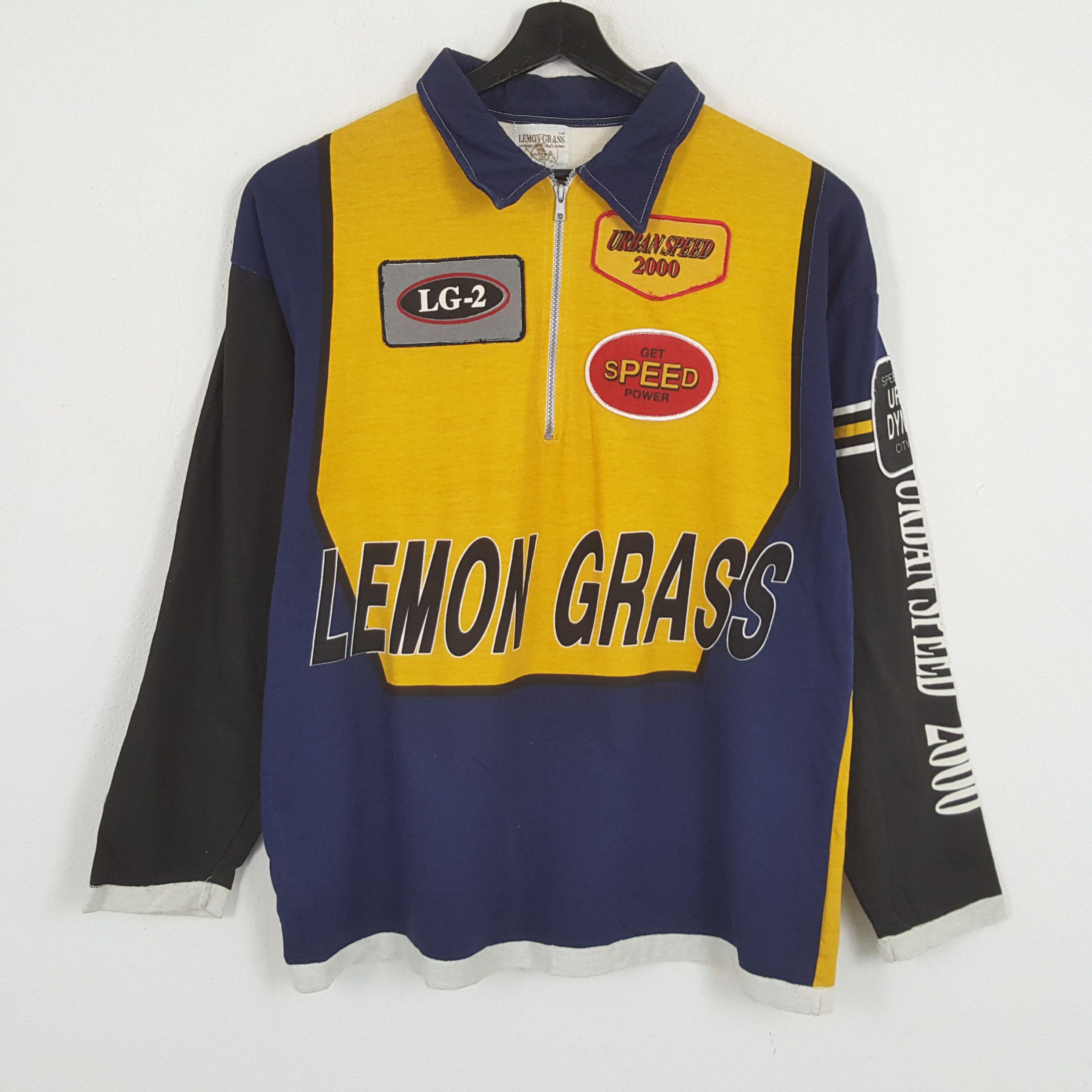 Vintage LEMON GRASS Speed Nice Design Half Zipper Sweatshirt Size US XL / EU 56 / 4 - 1 Thumbnail