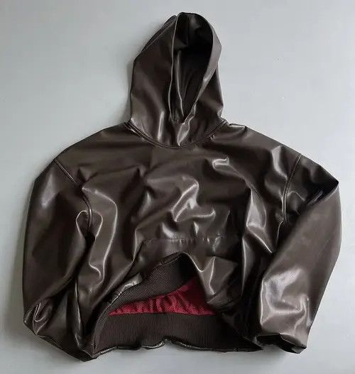 VIBE Avant garde fashion punk oversized faux leather hoodie Size US L / EU 52-54 / 3 - 6 Thumbnail